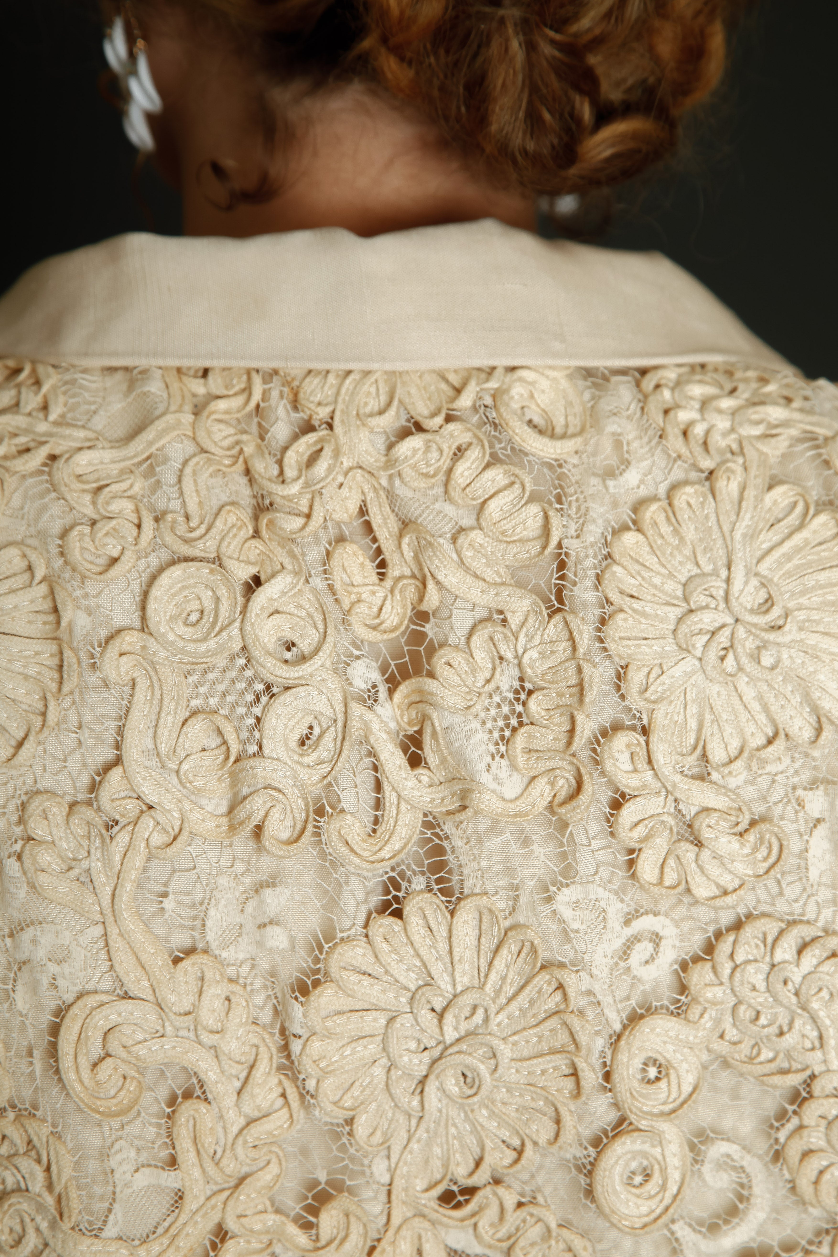 Early 60s Couture Lace Coat with Soutache Embroidery