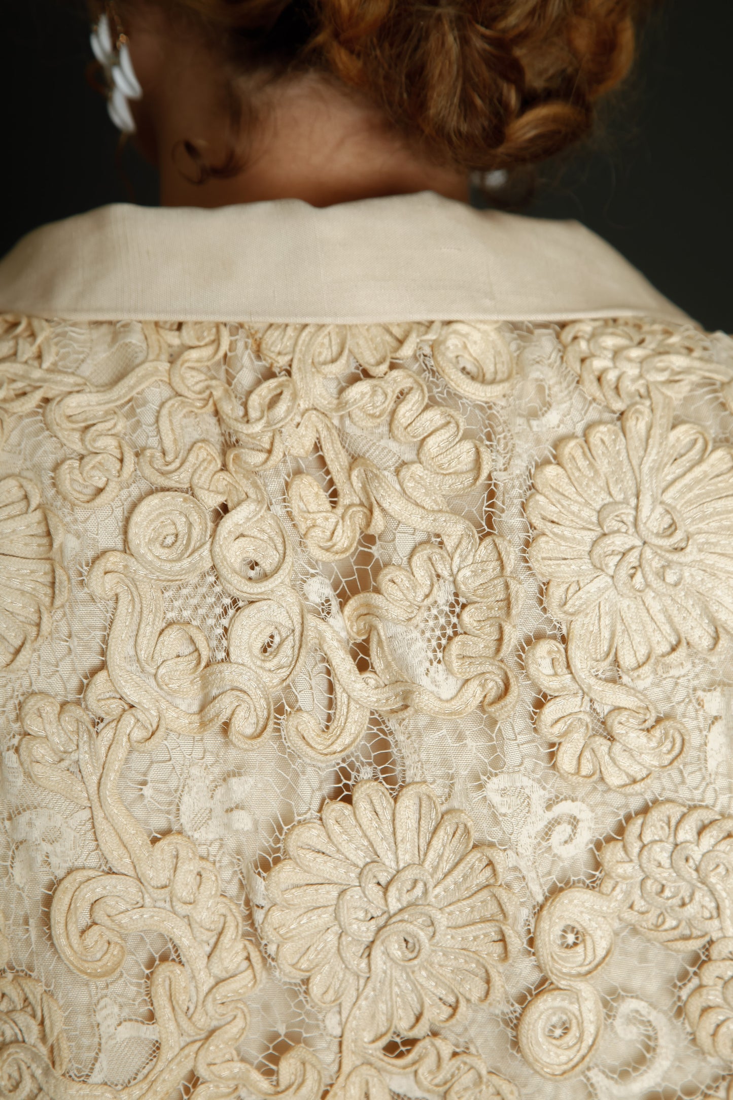 Early 60s Couture Lace Coat with Soutache Embroidery
