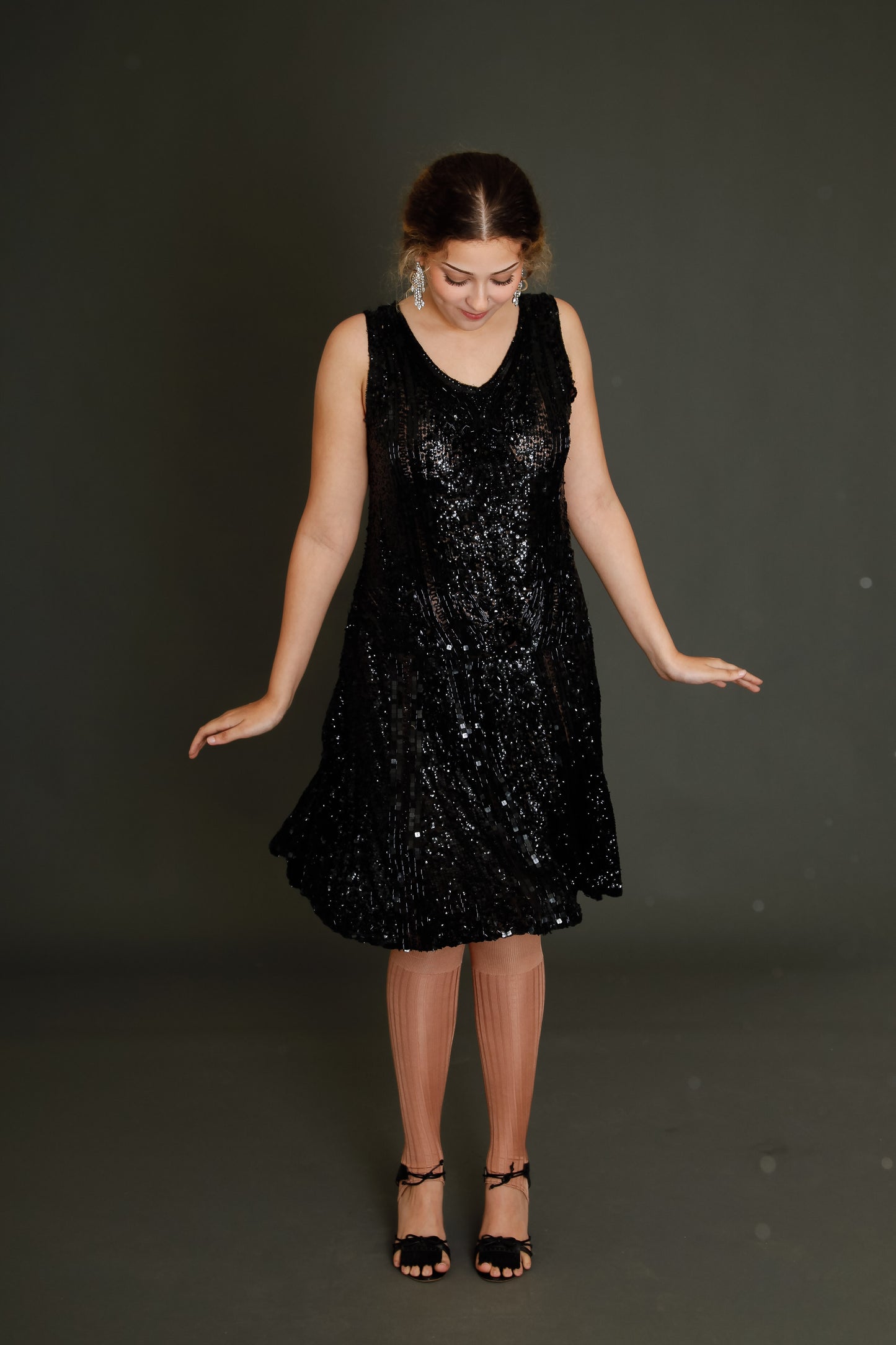 1920 Black Flapper Sequined Dress