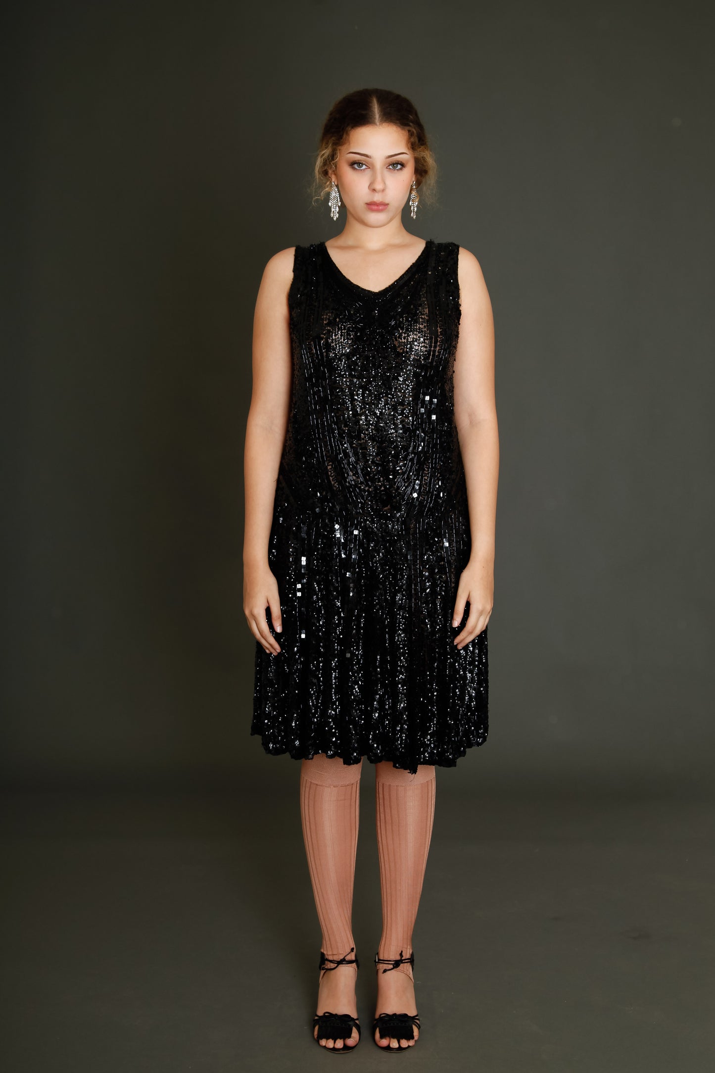 1920 Black Flapper Sequined Dress