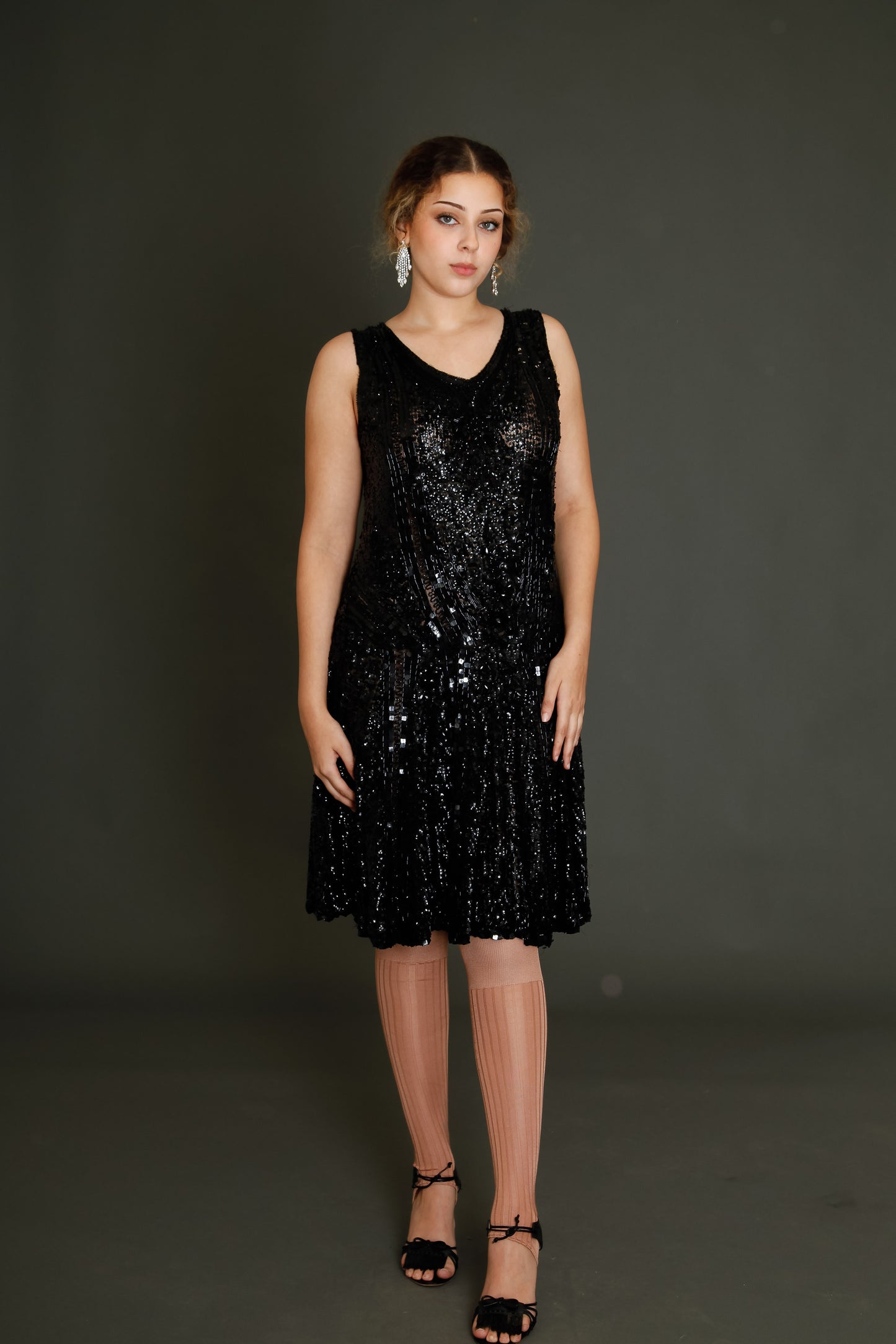 1920 Black Flapper Sequined Dress
