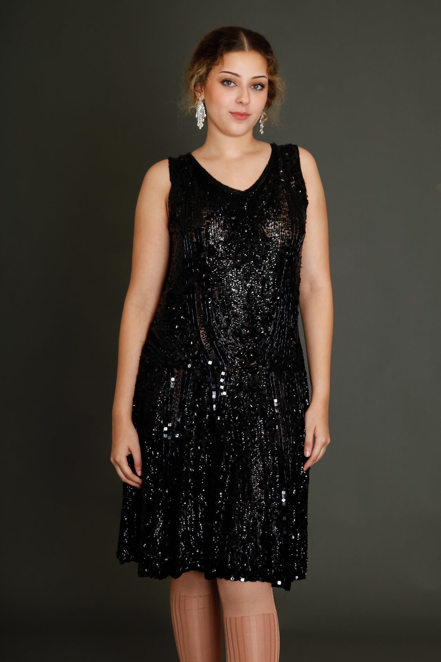 1920 Black Flapper Sequined Dress