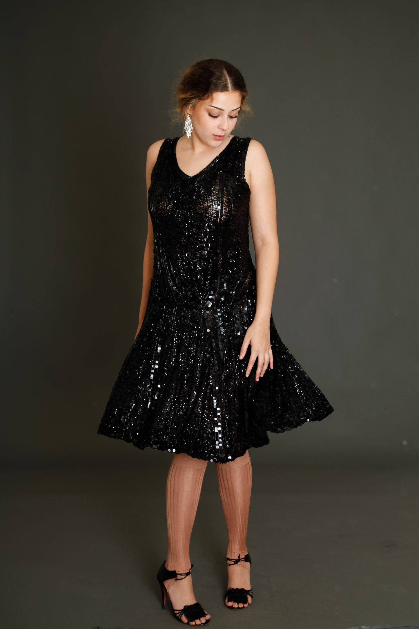 1920 Black Flapper Sequined Dress