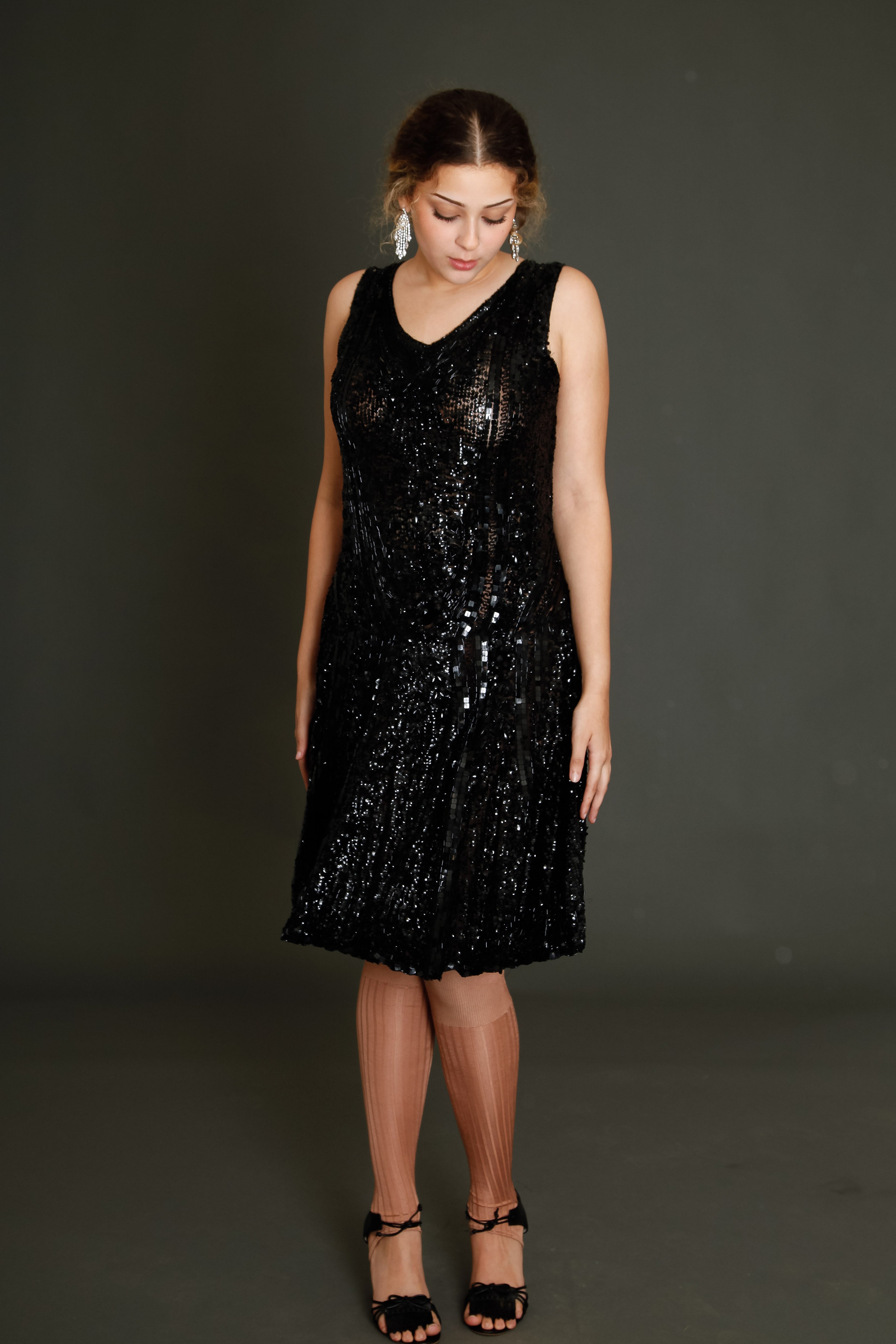 1920 Black Flapper Sequined Dress