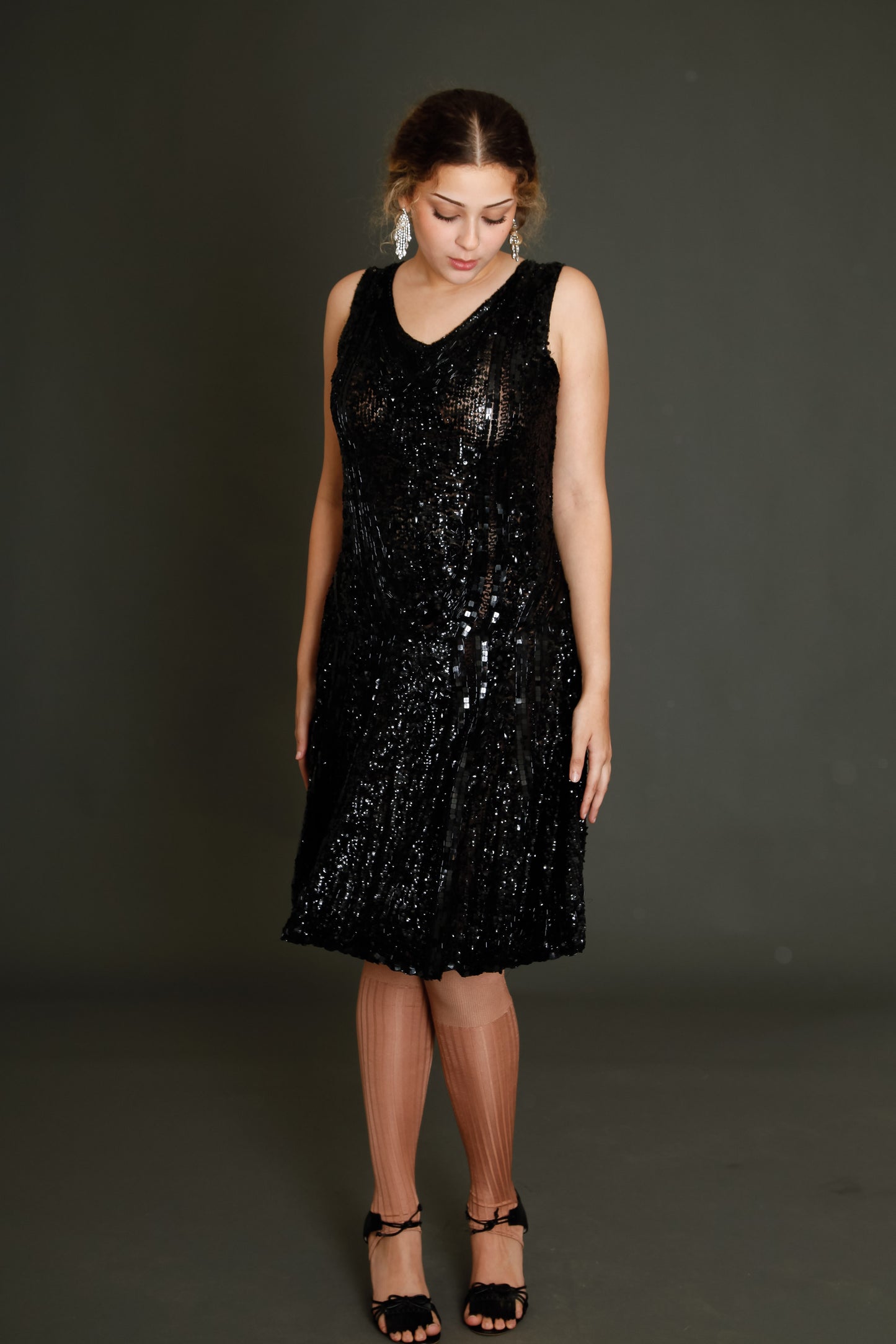 1920 Black Flapper Sequined Dress