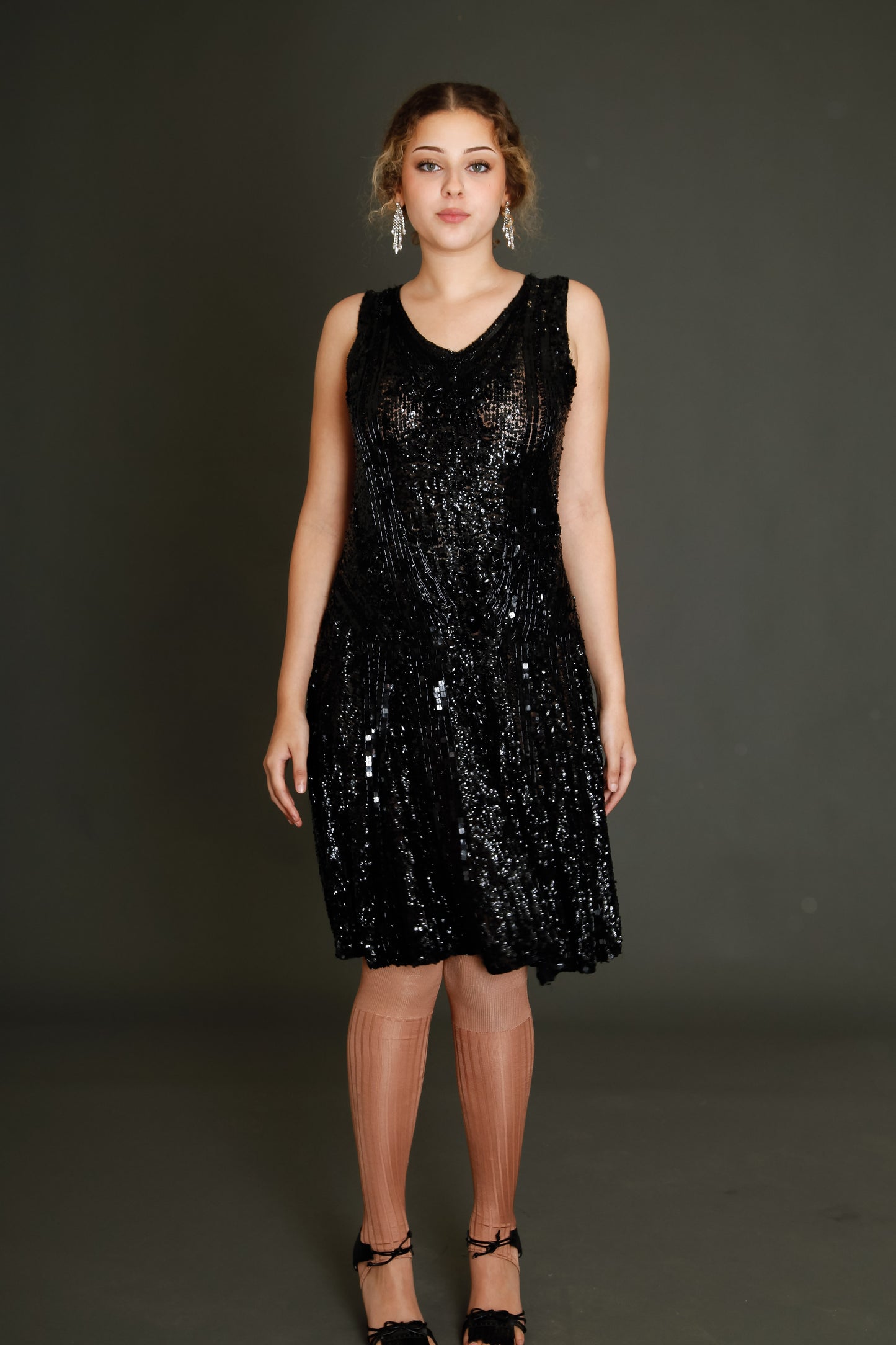 1920 Black Flapper Sequined Dress