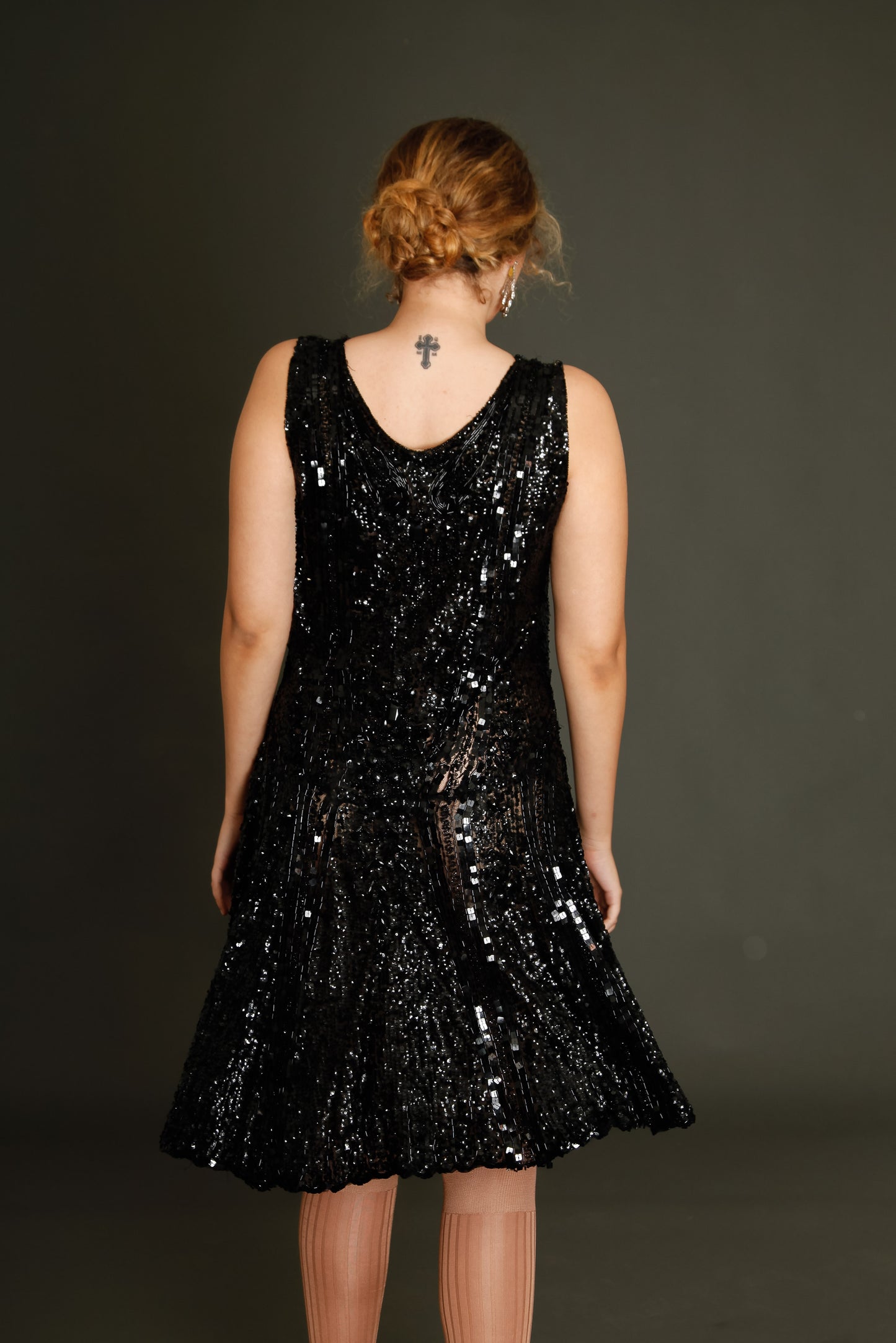 1920 Black Flapper Sequined Dress
