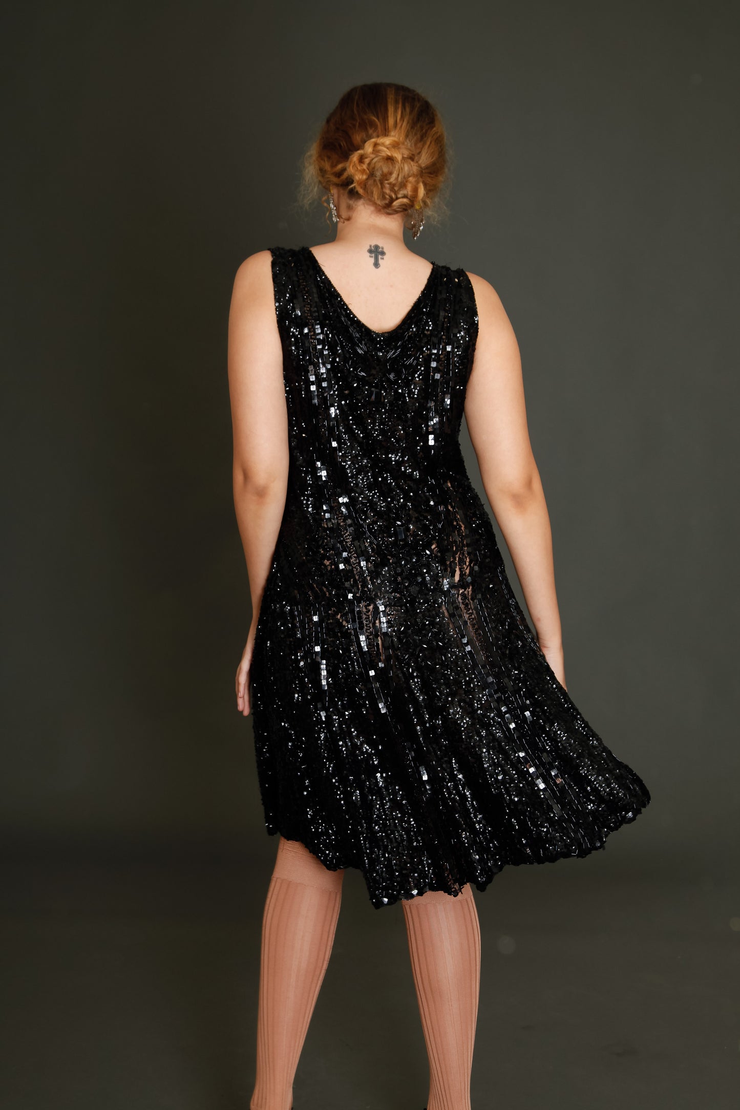 1920 Black Flapper Sequined Dress