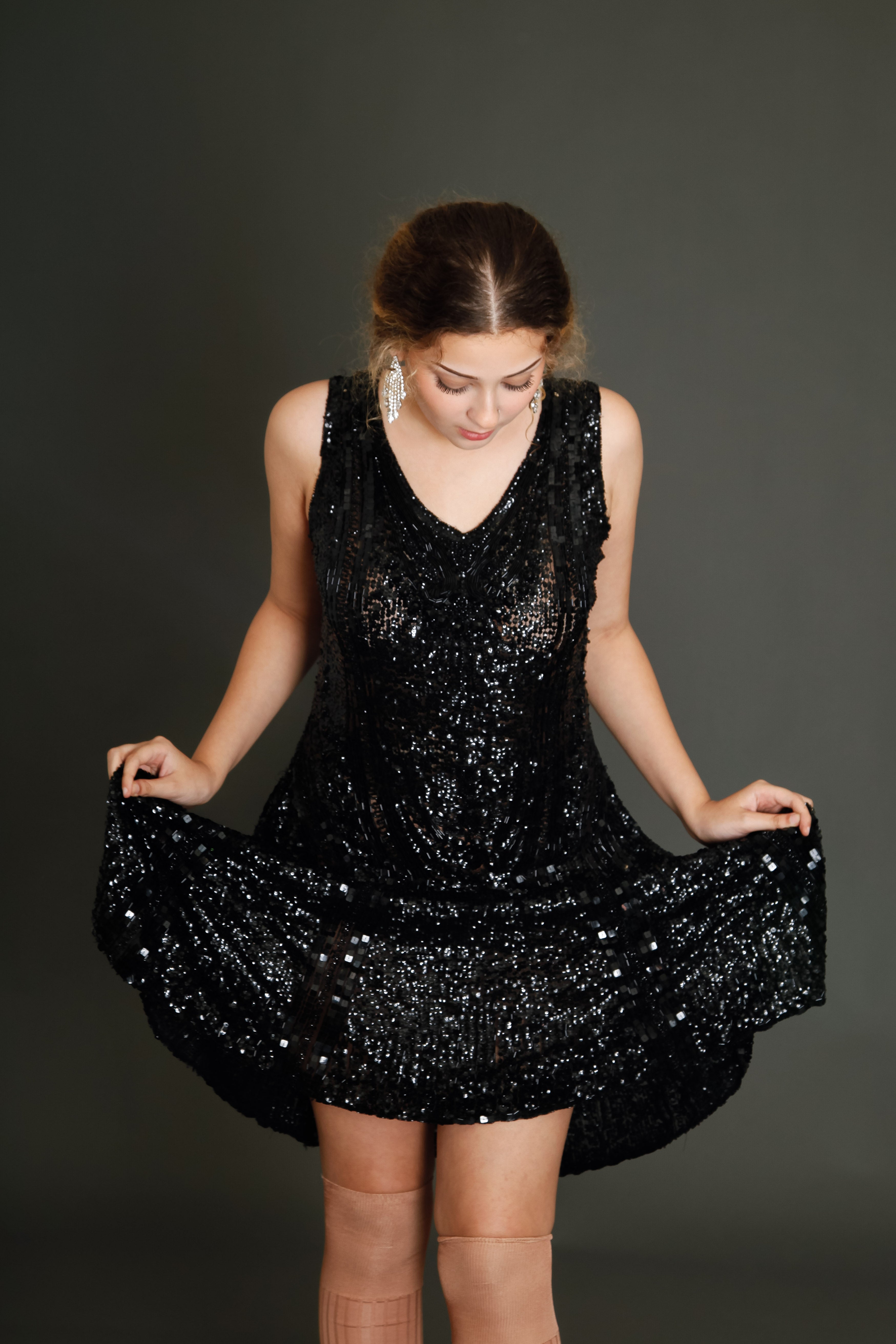 1920 Black Flapper Sequined Dress