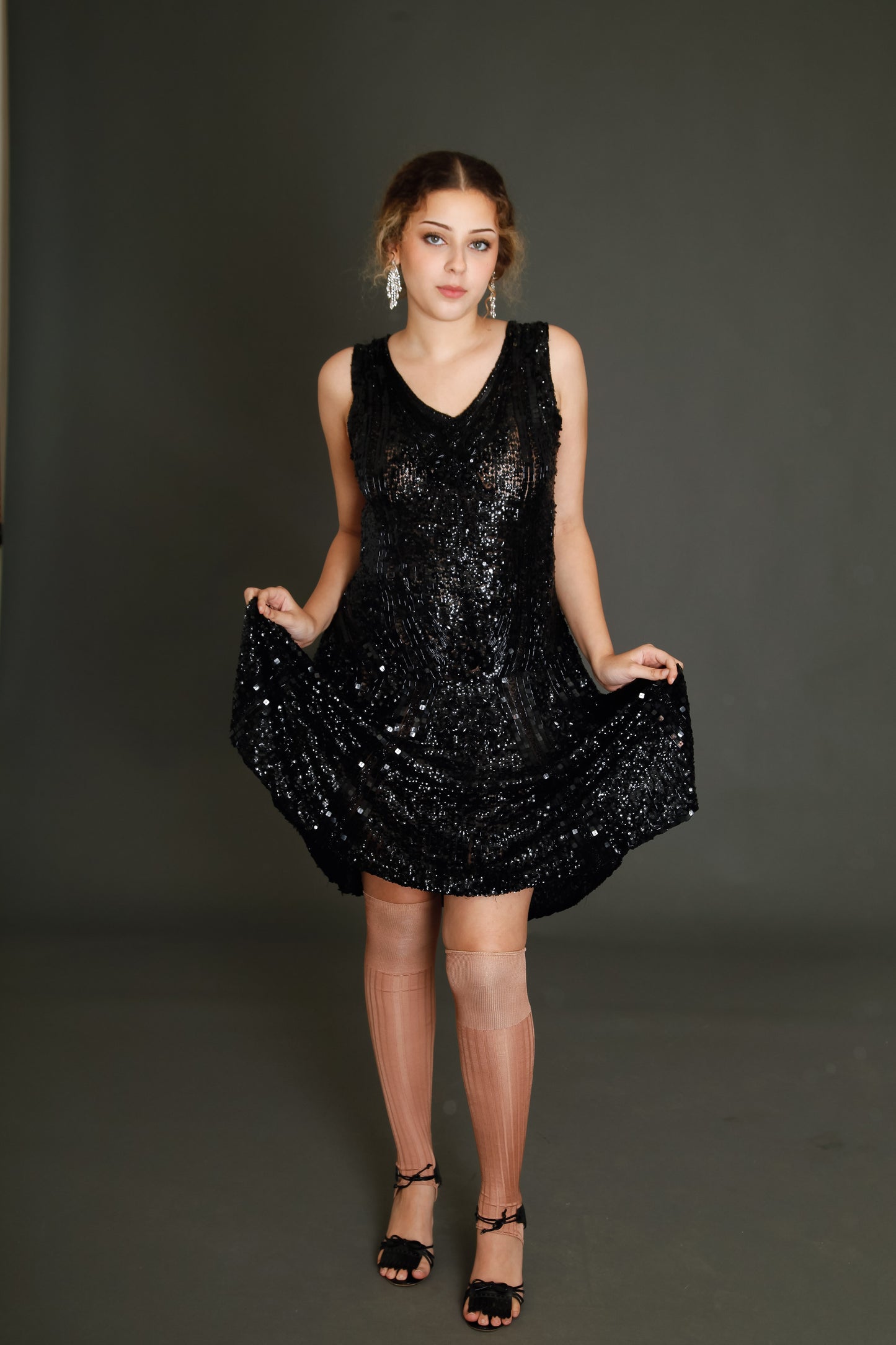 1920 Black Flapper Sequined Dress