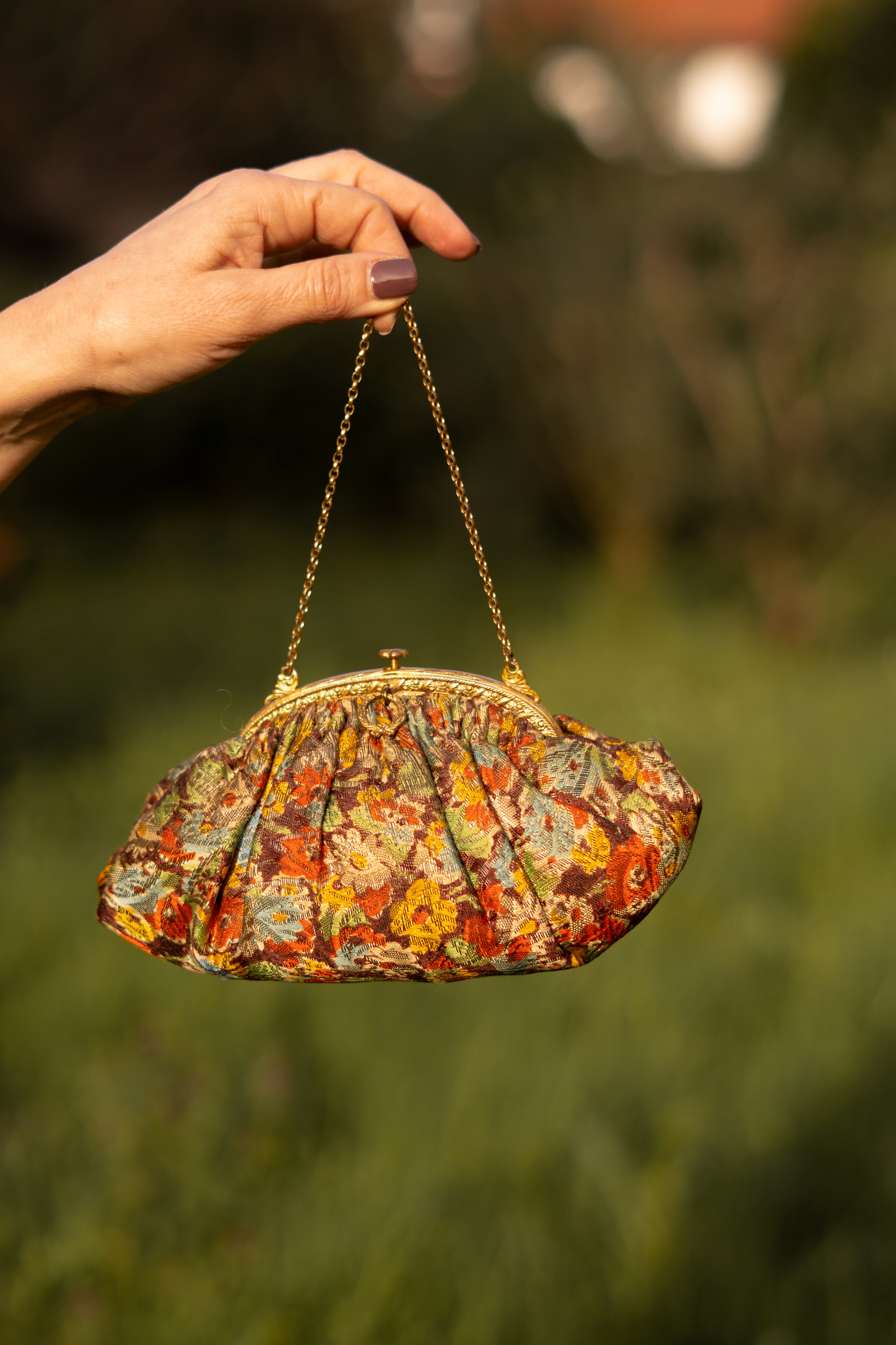 1930 Evening Silk Floral Purse