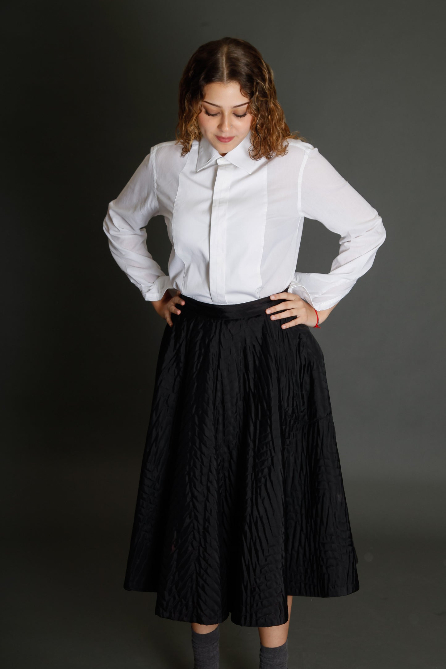 50s Quilted Winter Black Circle Skirt