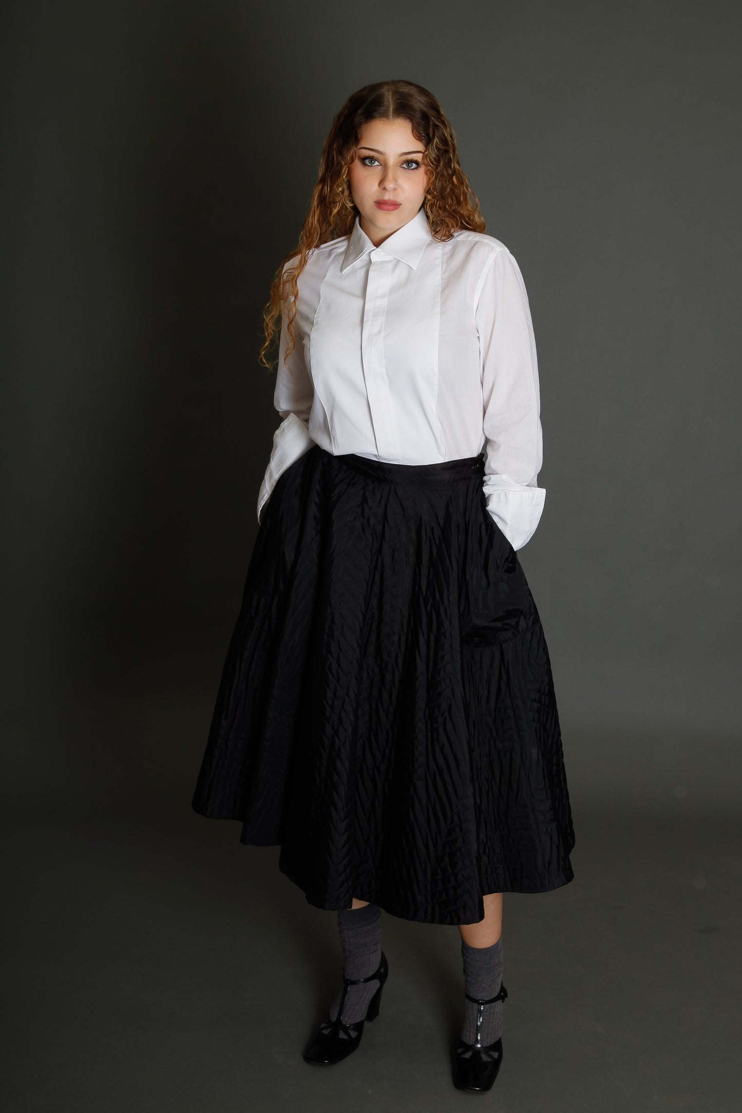 50s Quilted Winter Black Circle Skirt