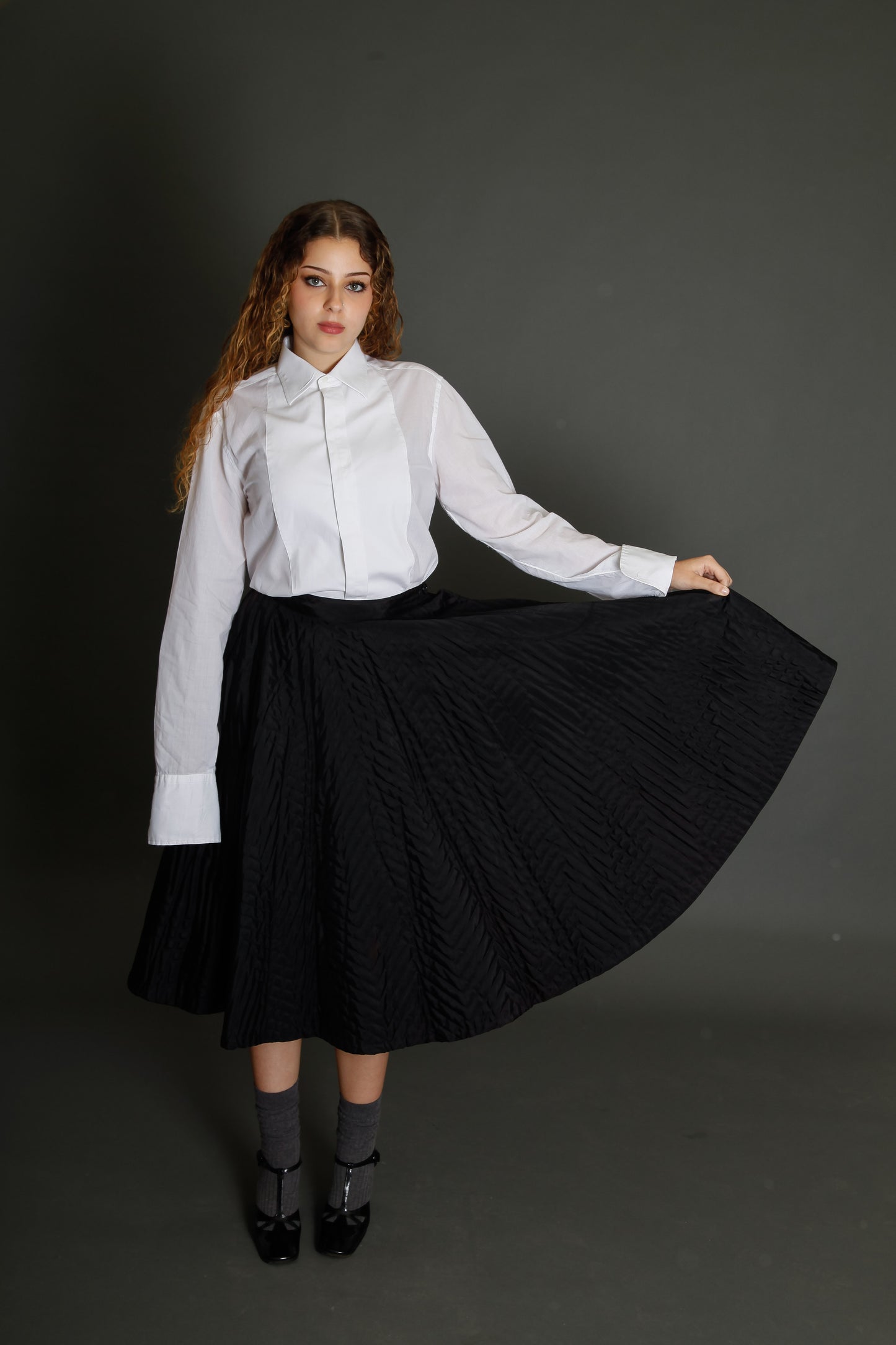 50s Quilted Winter Black Circle Skirt