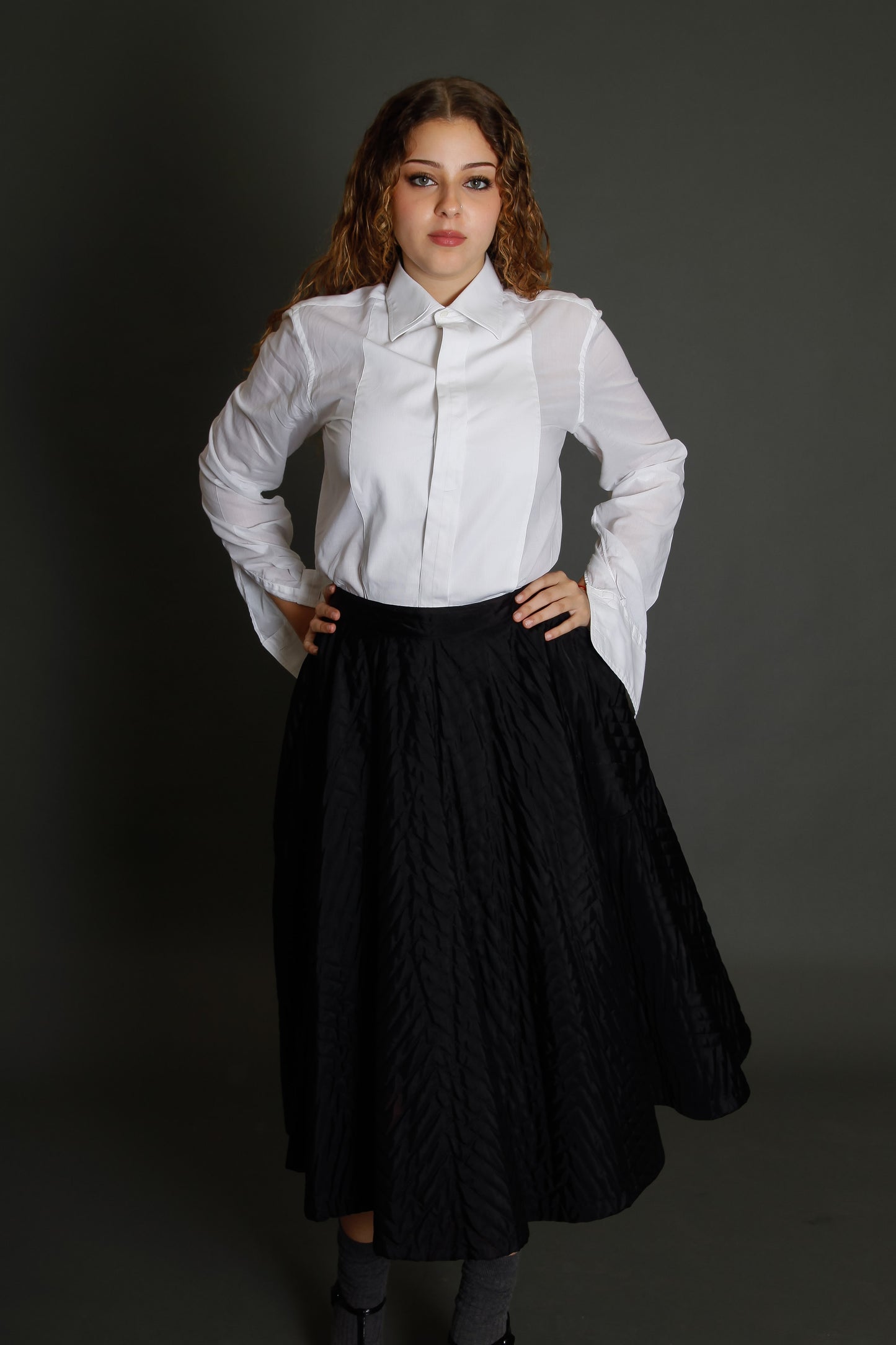 50s Quilted Winter Black Circle Skirt