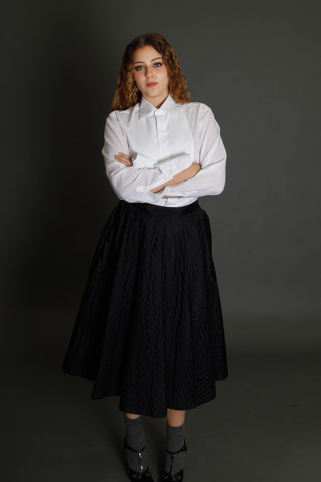 50s Quilted Winter Black Circle Skirt
