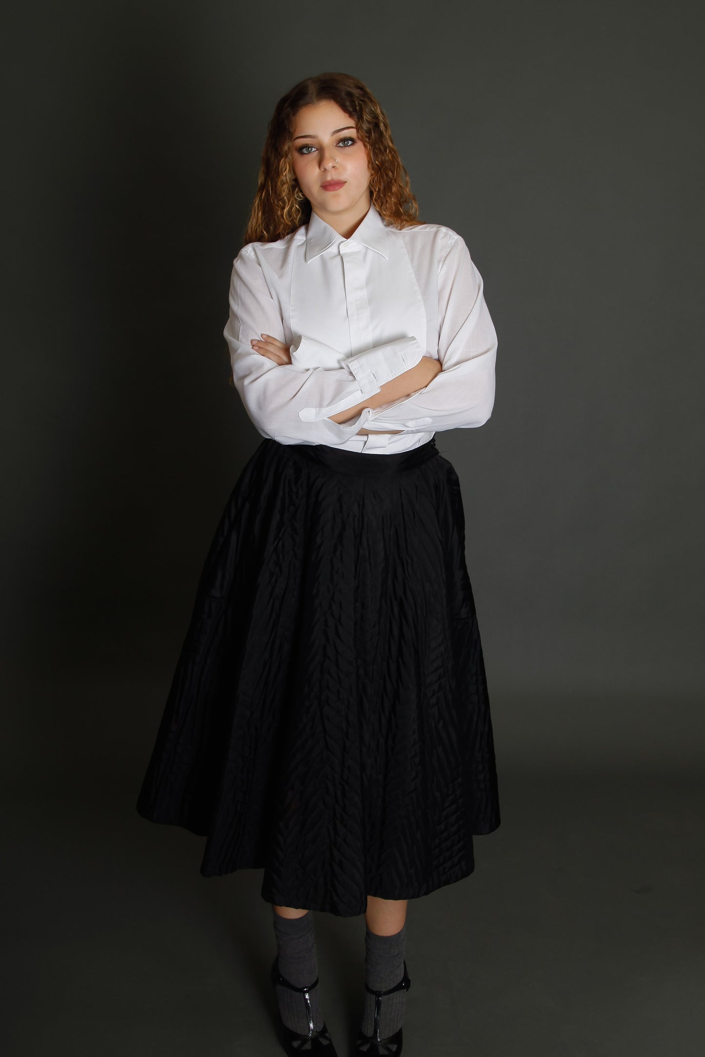 50s Quilted Winter Black Circle Skirt