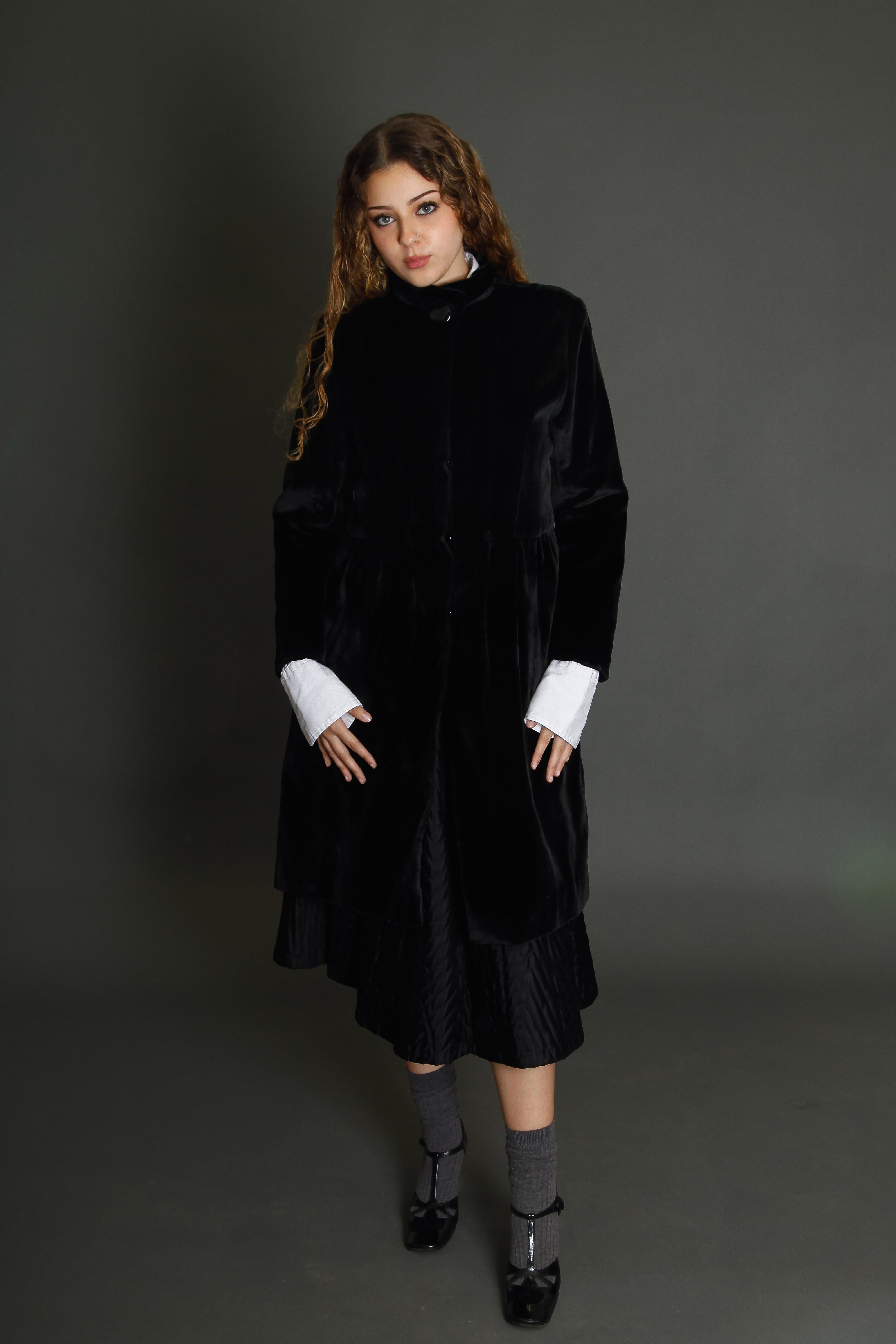Tiny Velvet Black Coat