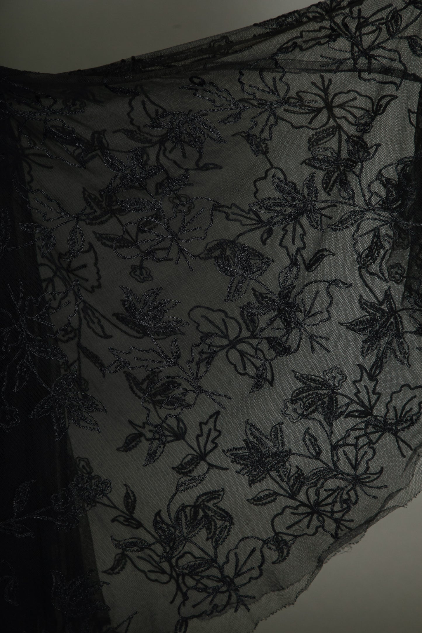 1950 Black Net Dress with Floral Details
