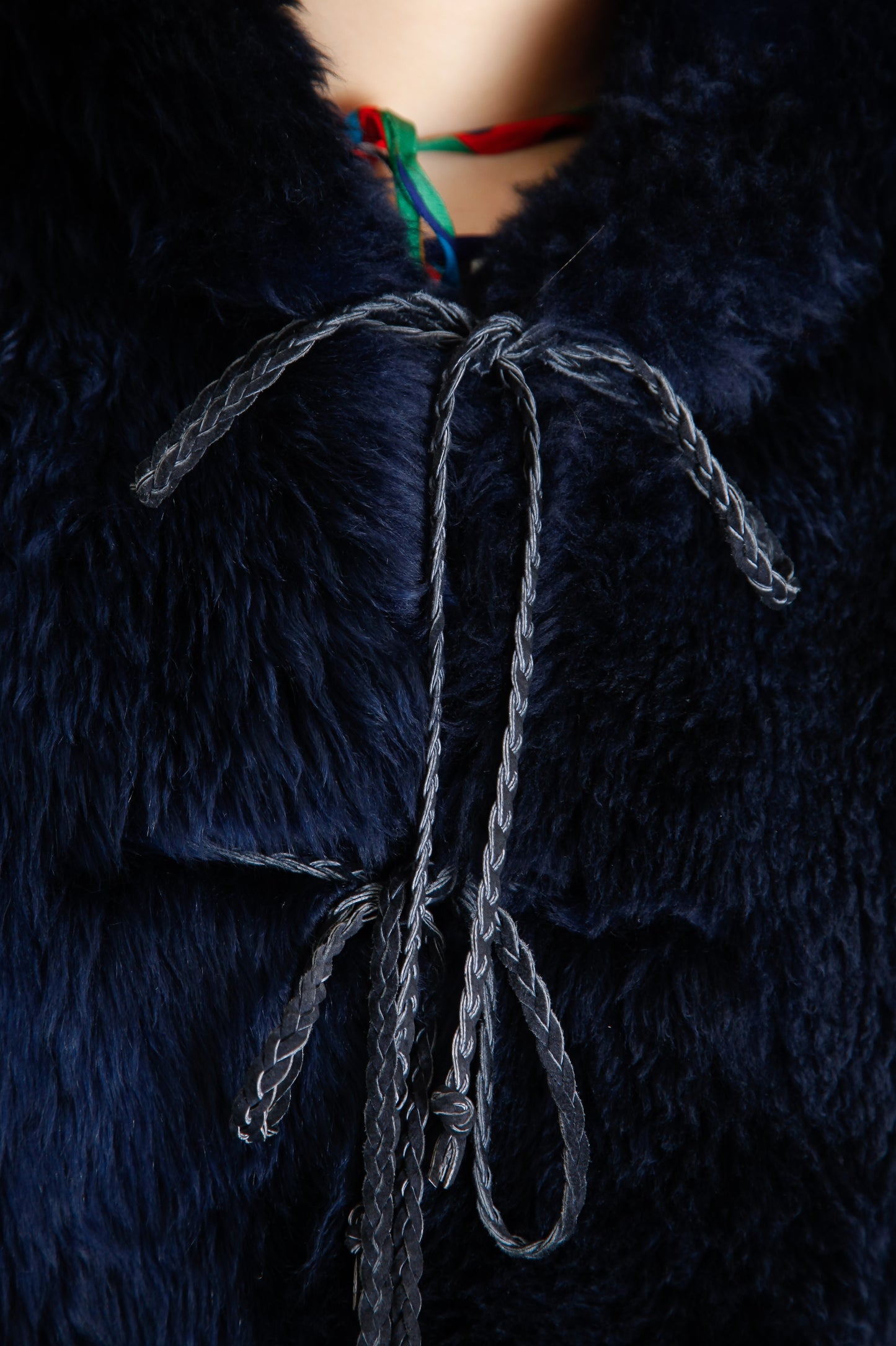 70s Blue Hooded Shearling Fur