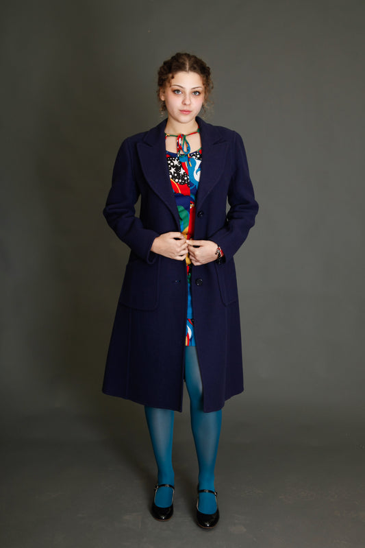1970 Lanvin Blue Wool Coat