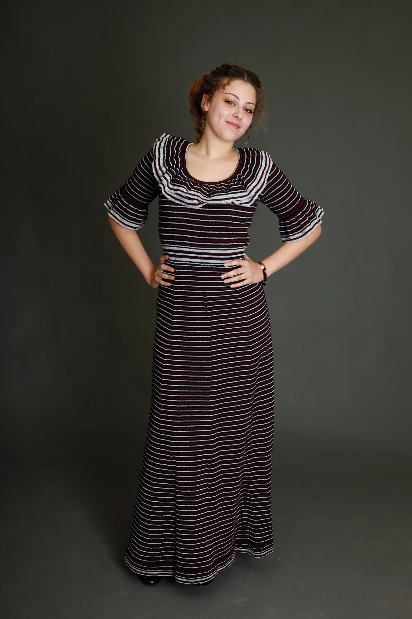 1970 Wool and Lurex Maxi Dress