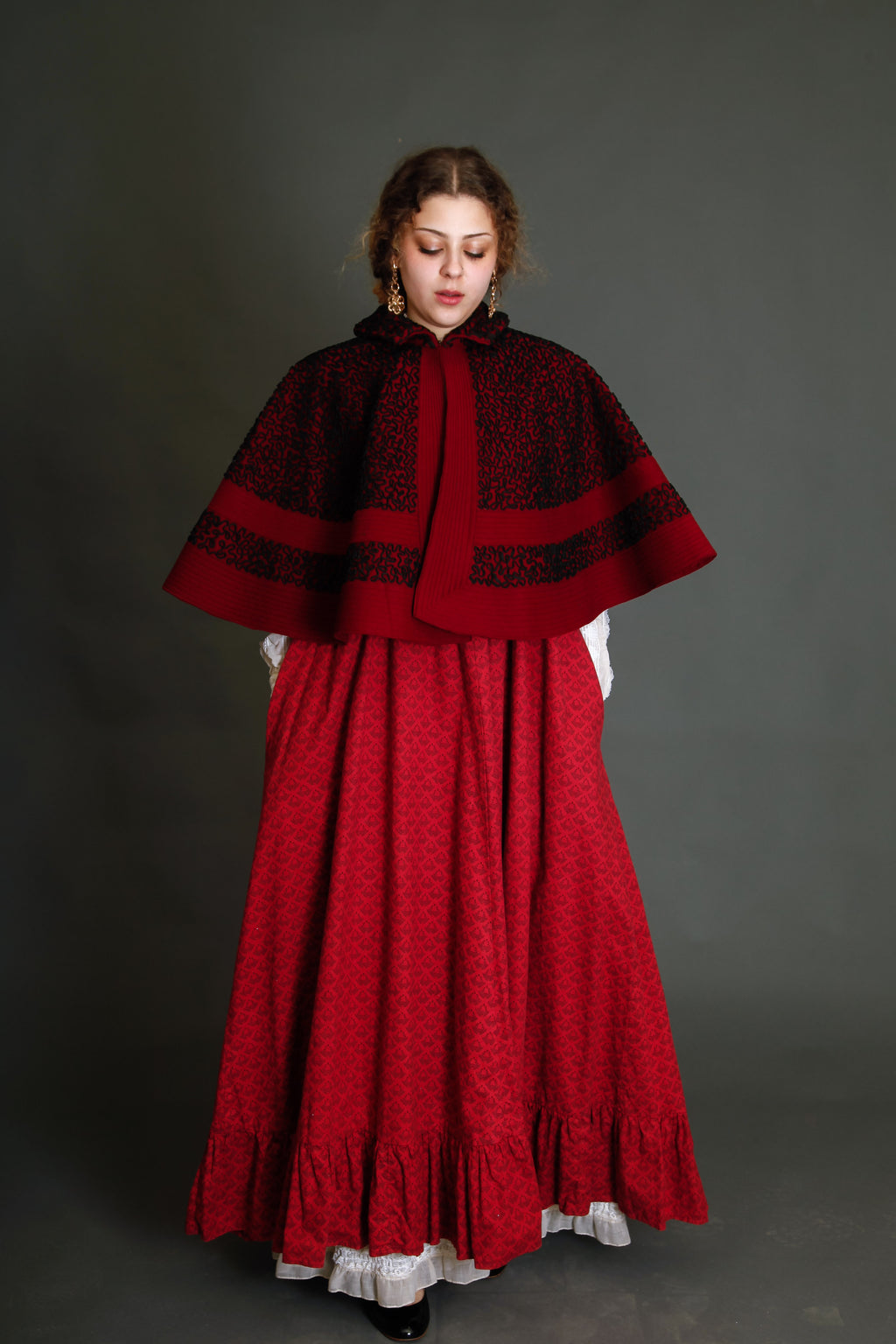 1890 Wool Pelerine with Black Silk Soutache Embroidery