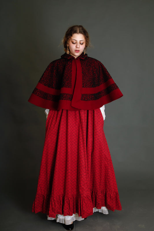 1890 Wool Pelerine with Black Silk Soutache Embroidery