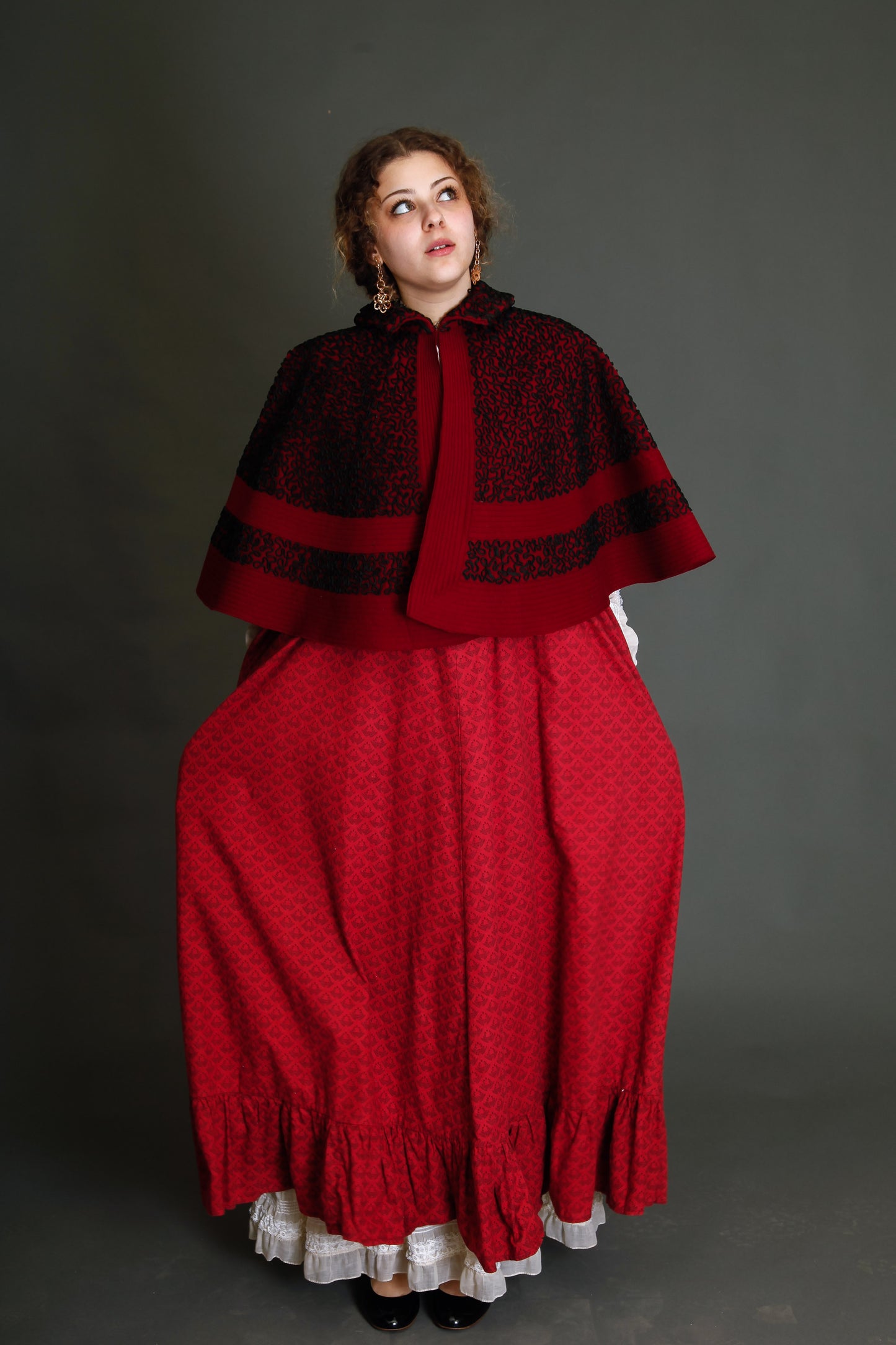 1890 Wool Pelerine with Black Silk Soutache Embroidery