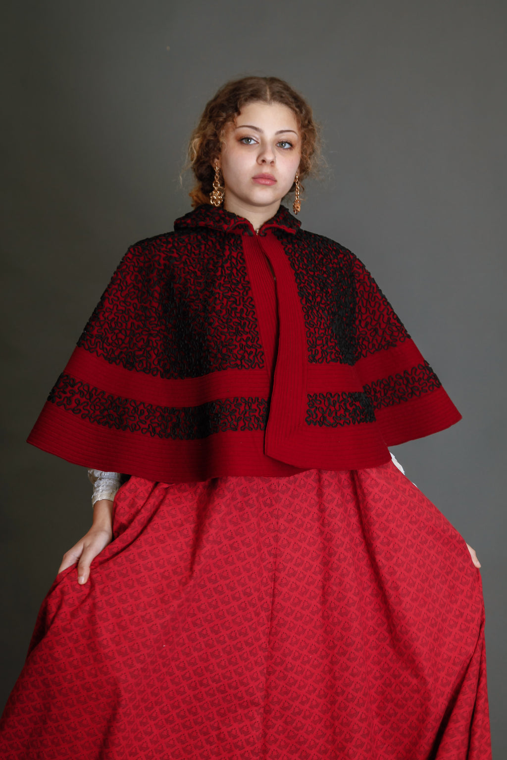 1890 Wool Pelerine with Black Silk Soutache Embroidery