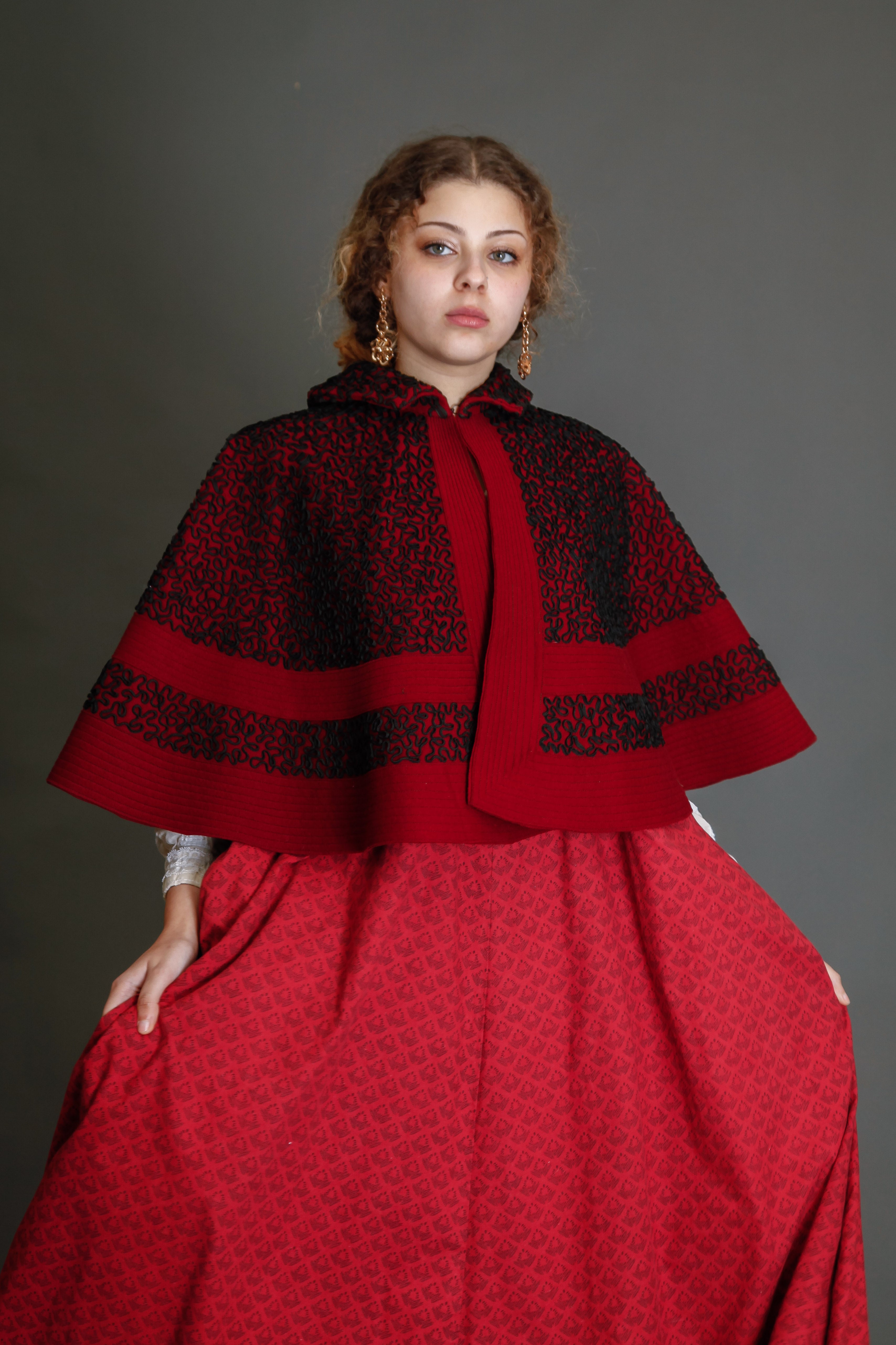 1890 Wool Pelerine with Black Silk Soutache Embroidery