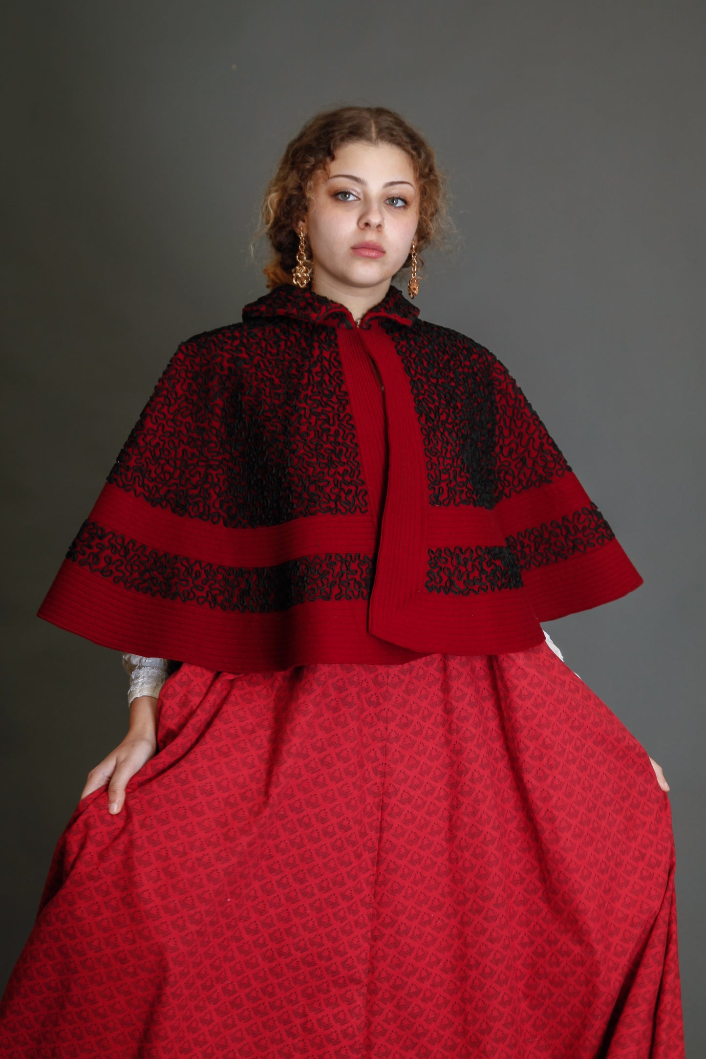1890 Wool Pelerine with Black Silk Soutache Embroidery
