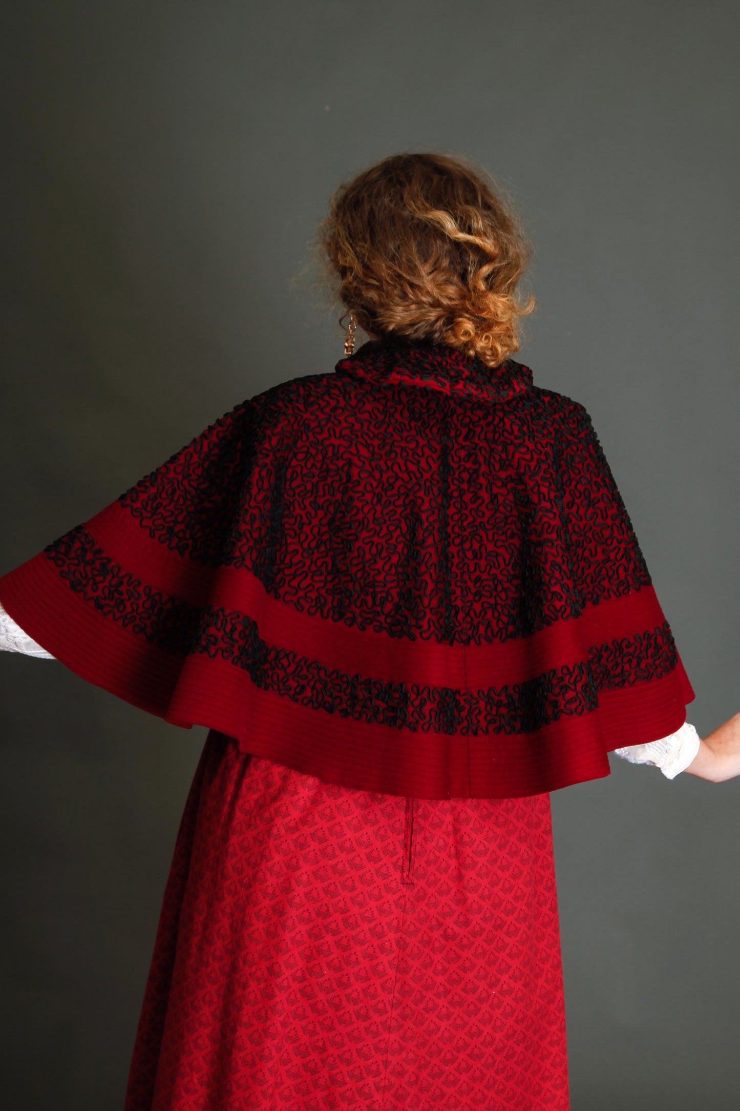 1890 Wool Pelerine with Black Silk Soutache Embroidery