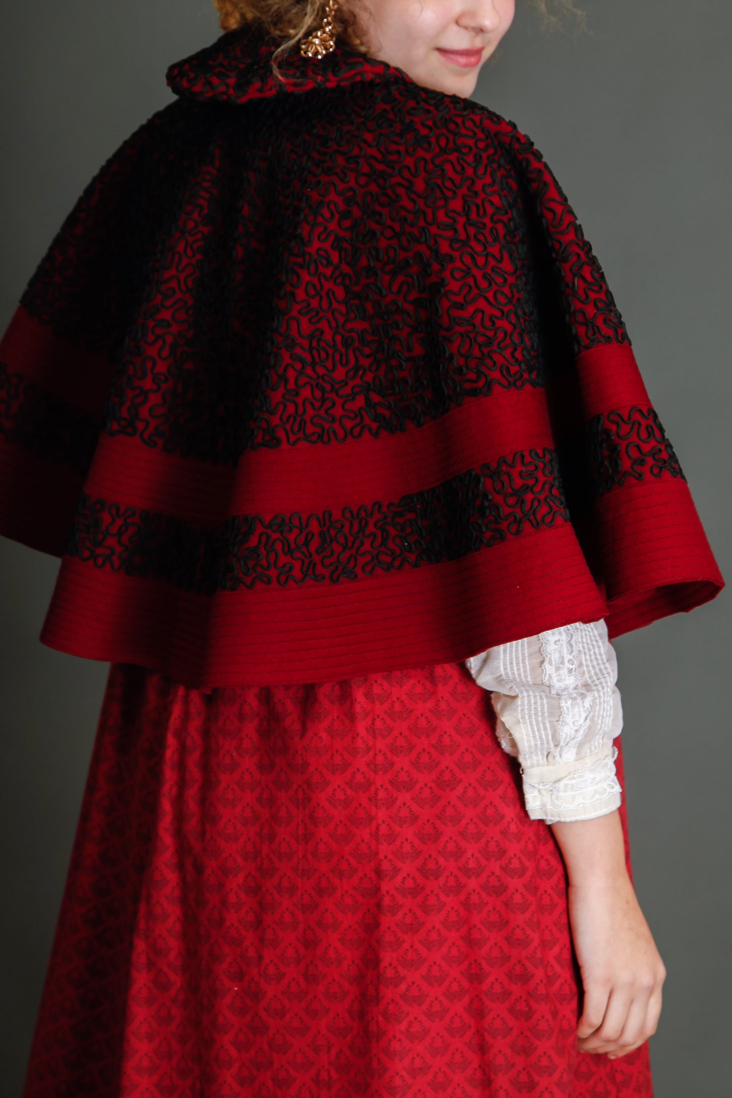 1890 Wool Pelerine with Black Silk Soutache Embroidery