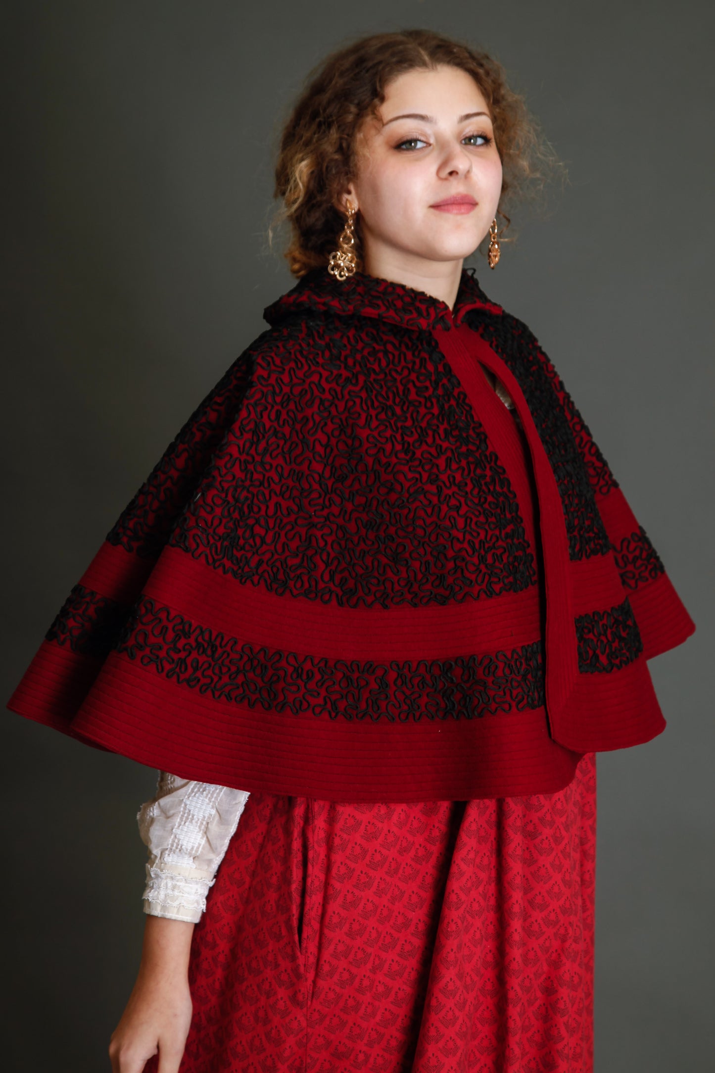 1890 Wool Pelerine with Black Silk Soutache Embroidery