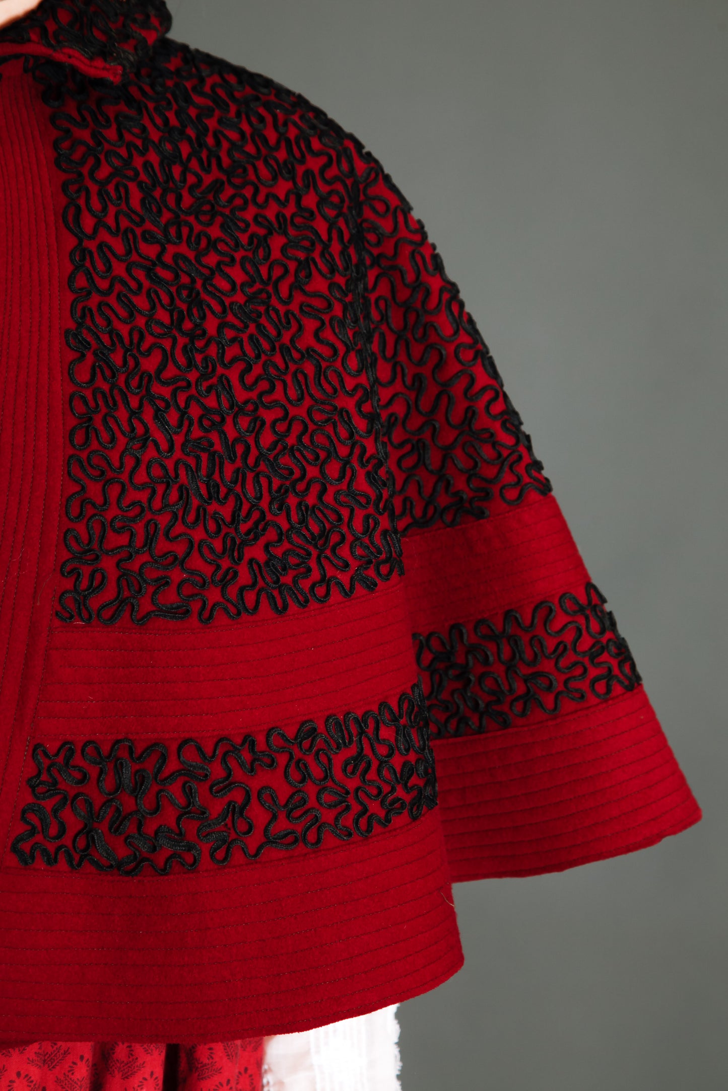 1890 Wool Pelerine with Black Silk Soutache Embroidery