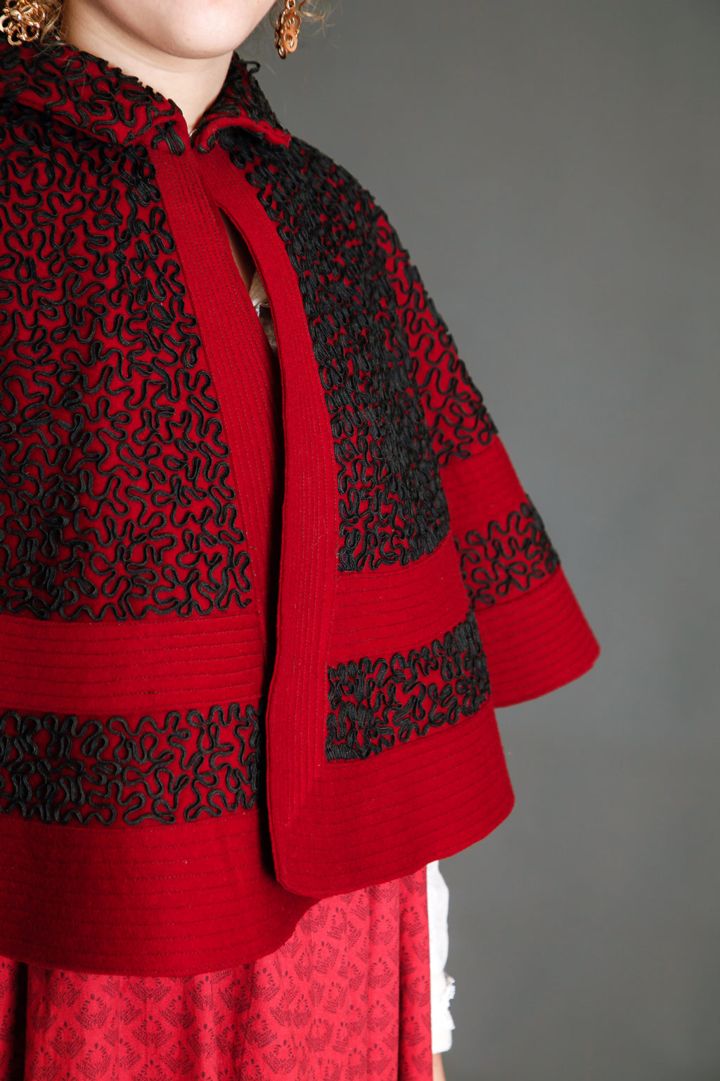 1890 Wool Pelerine with Black Silk Soutache Embroidery