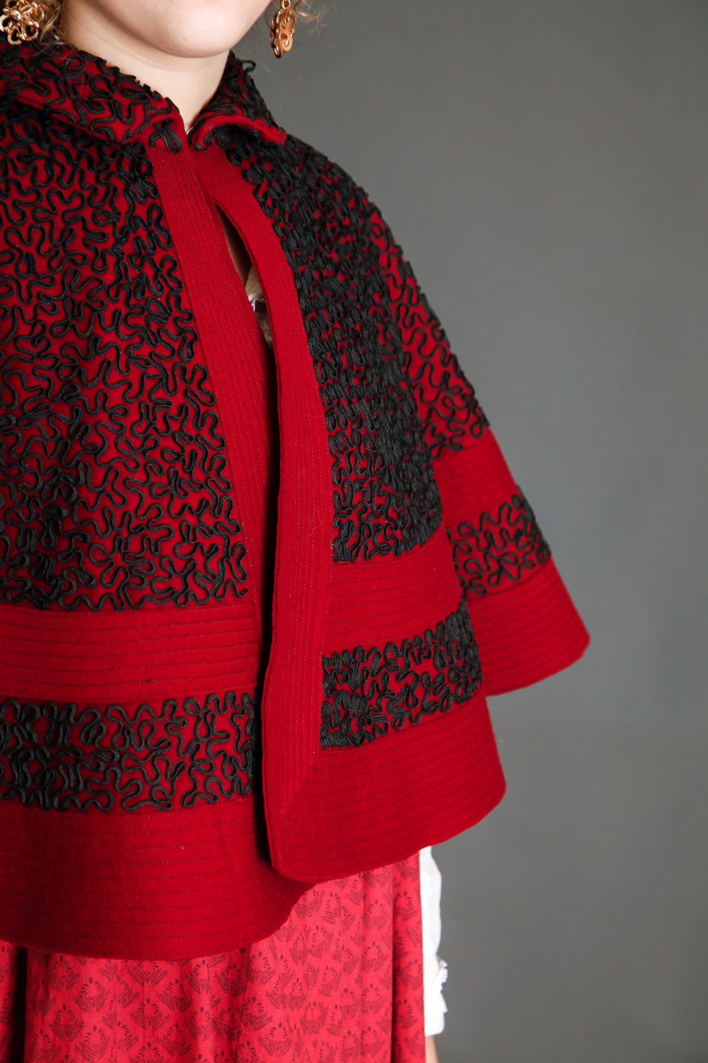 1890 Wool Pelerine with Black Silk Soutache Embroidery