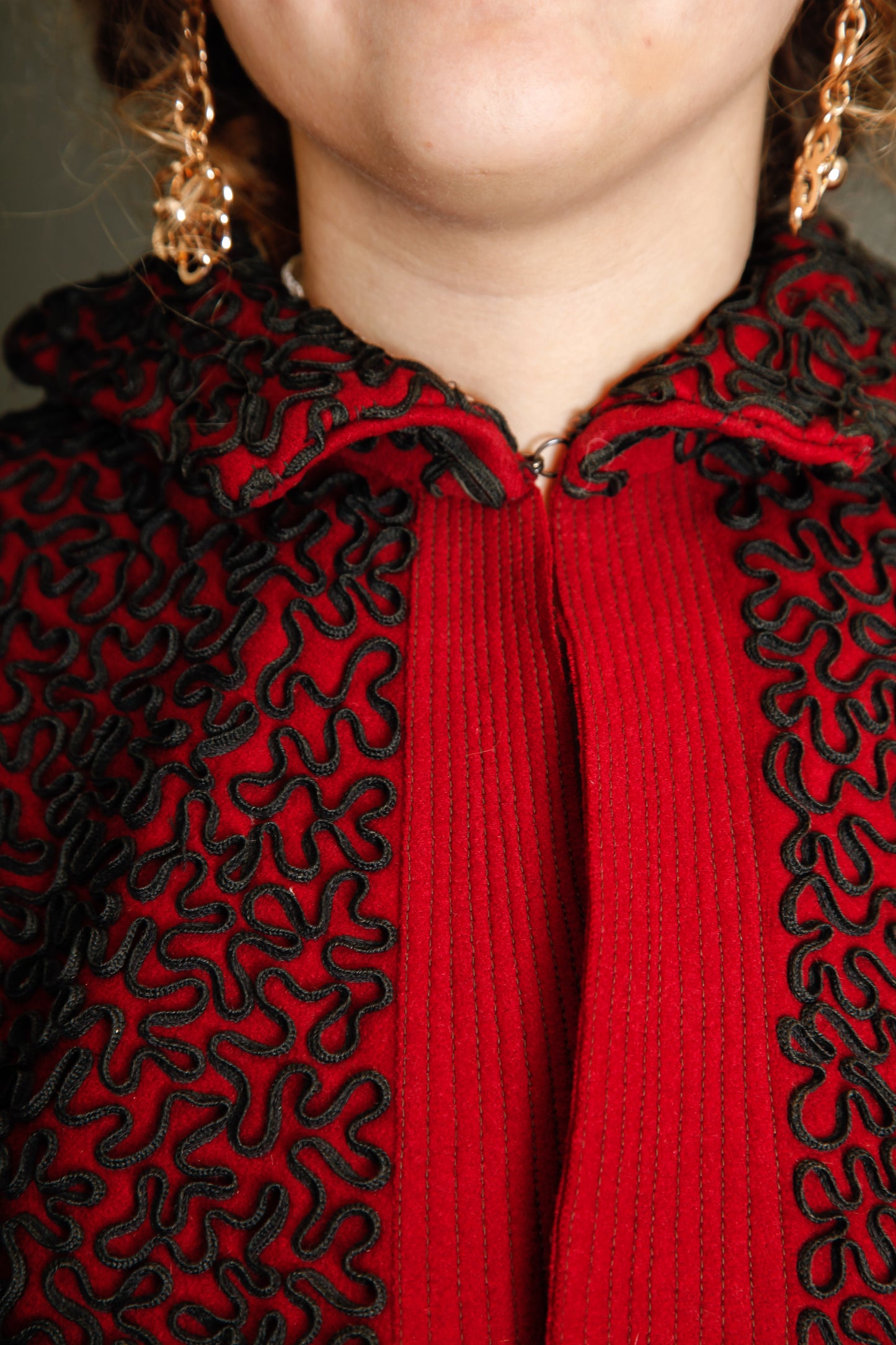 1890 Wool Pelerine with Black Silk Soutache Embroidery