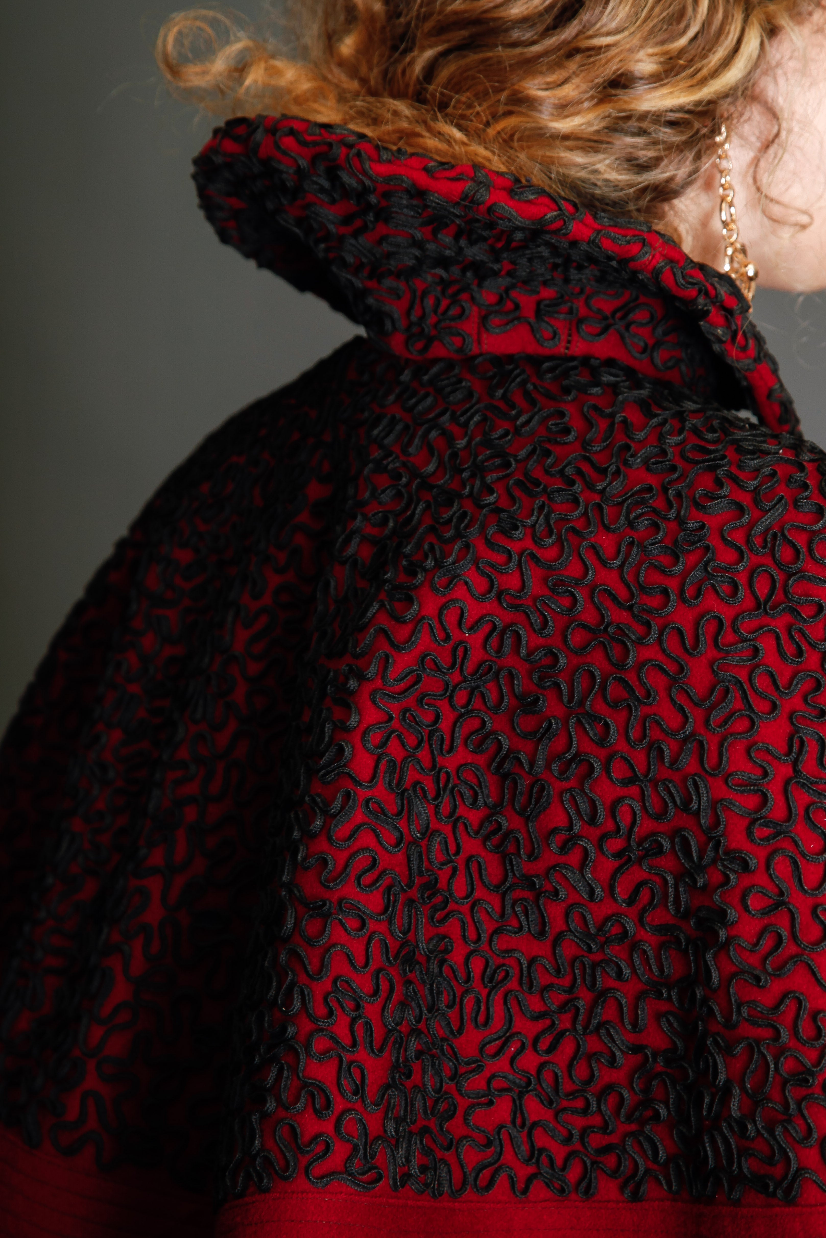 1890 Wool Pelerine with Black Silk Soutache Embroidery