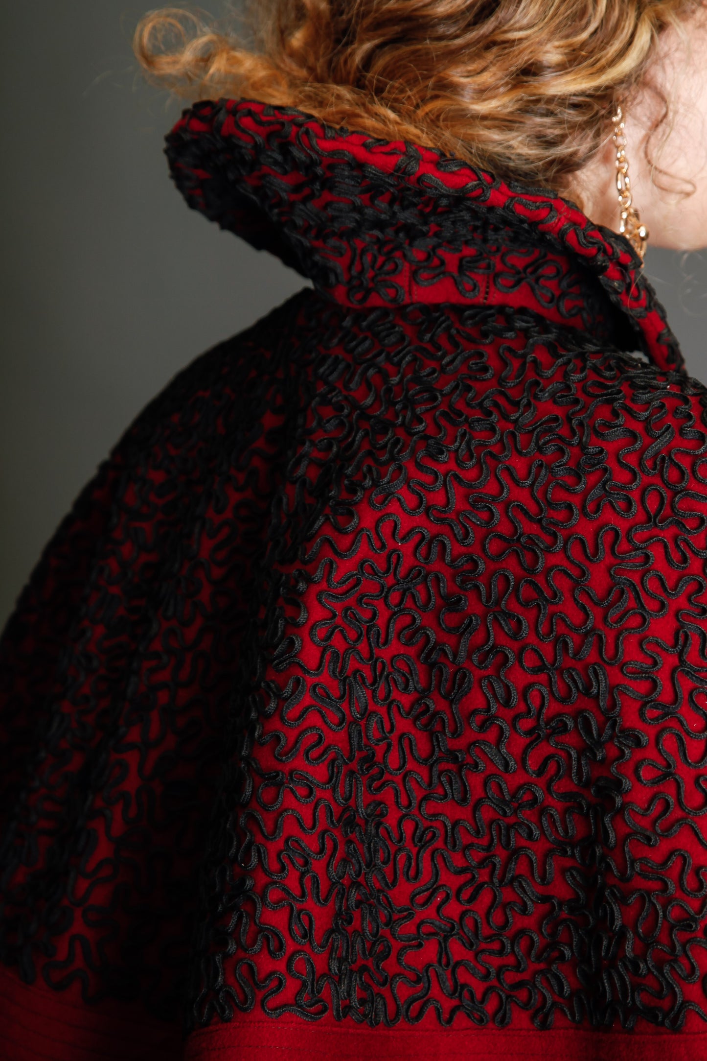 1890 Wool Pelerine with Black Silk Soutache Embroidery