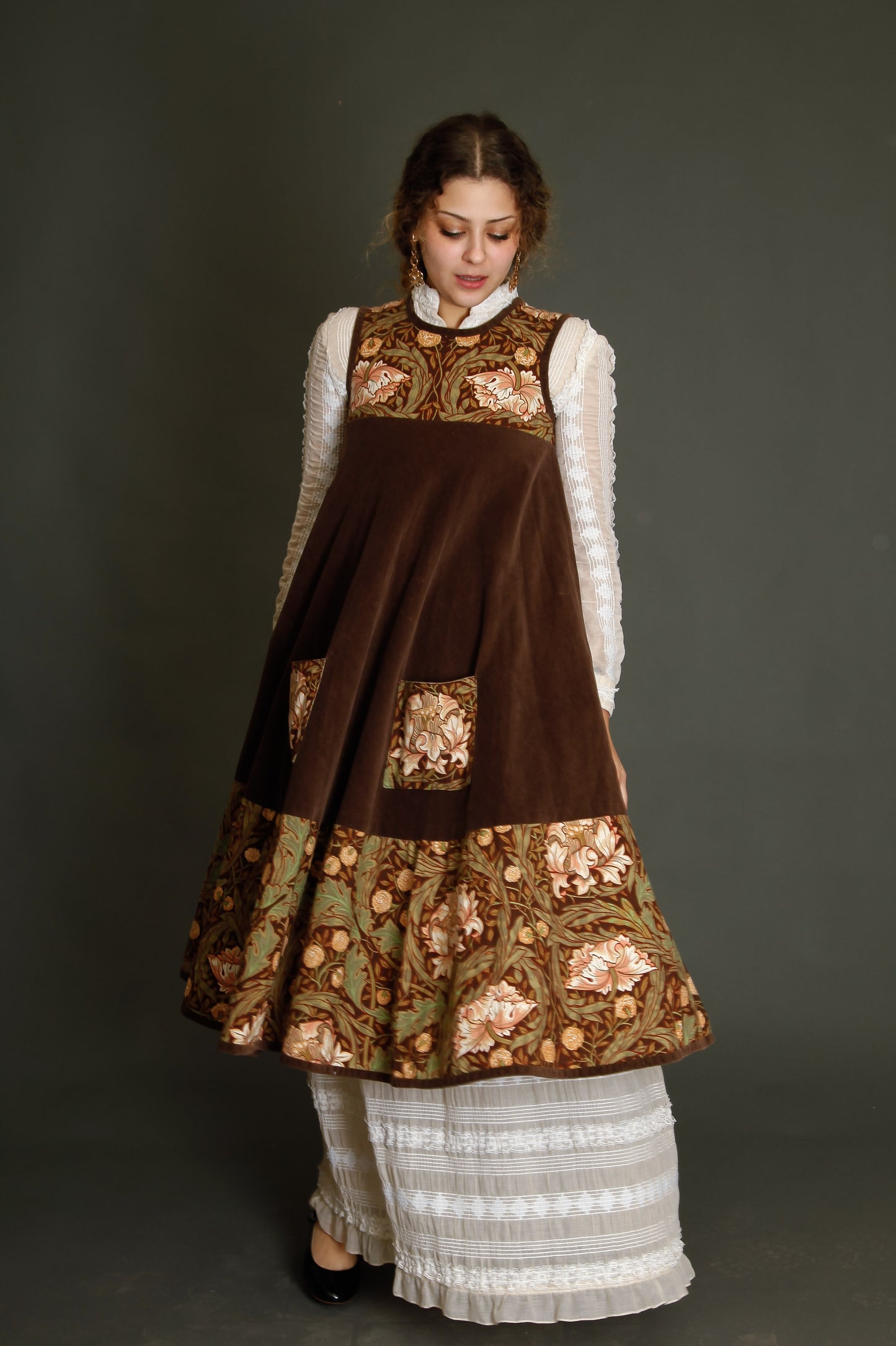 Anna Belinda Velvet Dress with Liberty Print