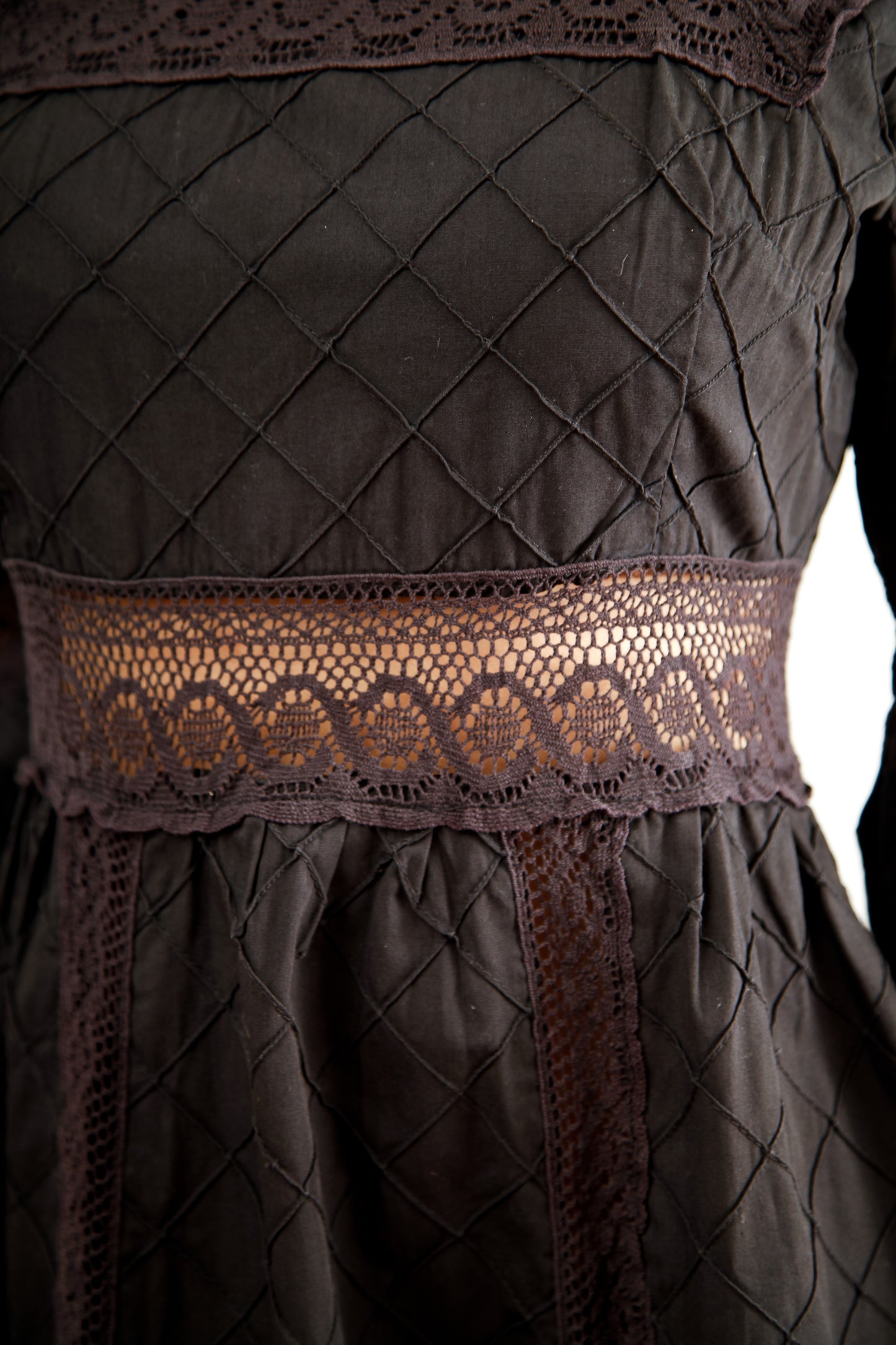 70s Mexican Black Cotton Dress