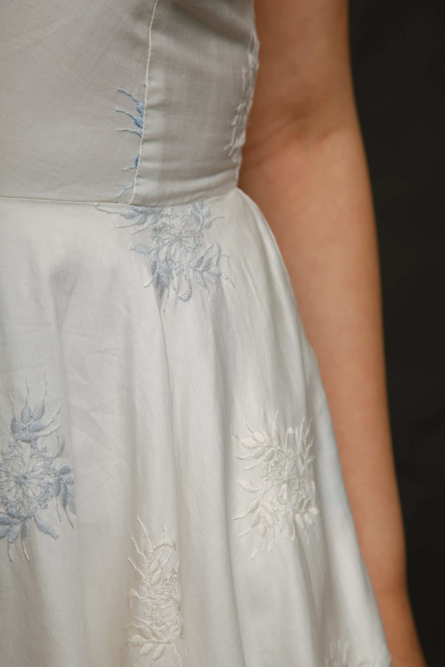 1950 Cotton Satin Embroidered Dress