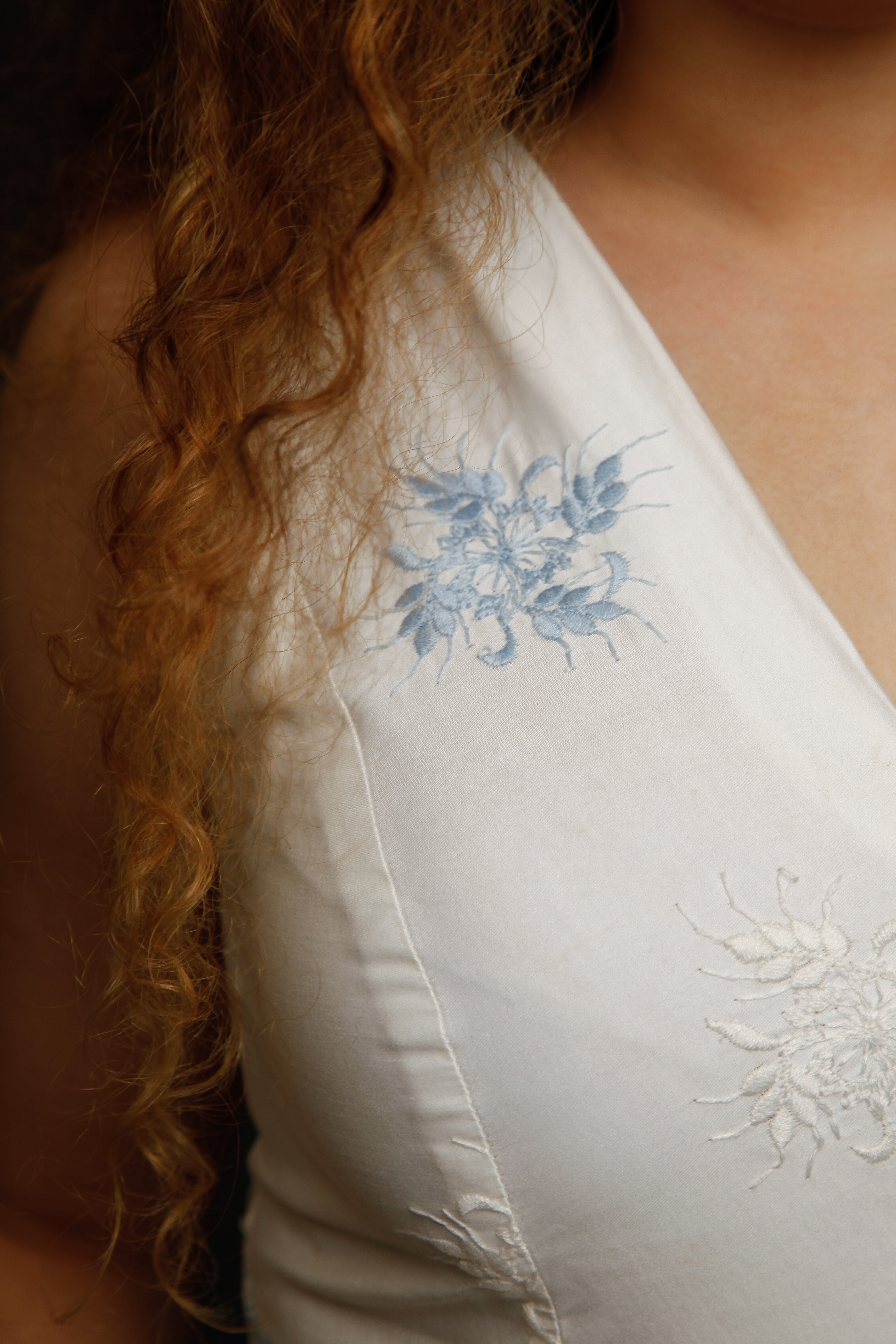 1950 Cotton Satin Embroidered Dress