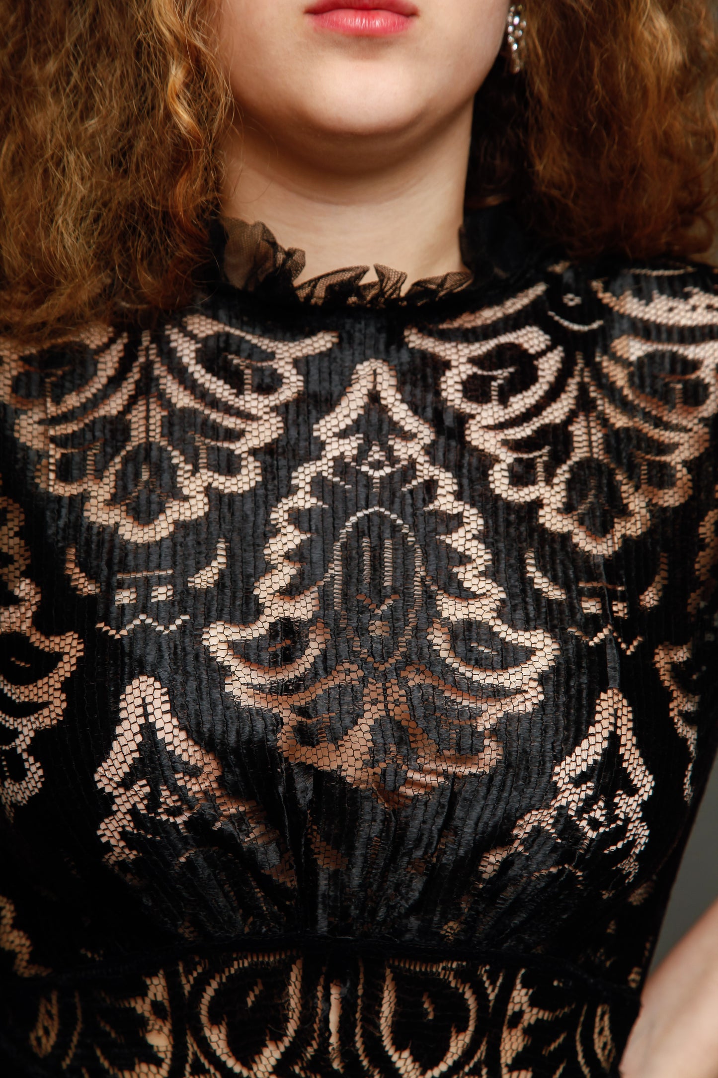 1930 Black Silk  Lace Dress