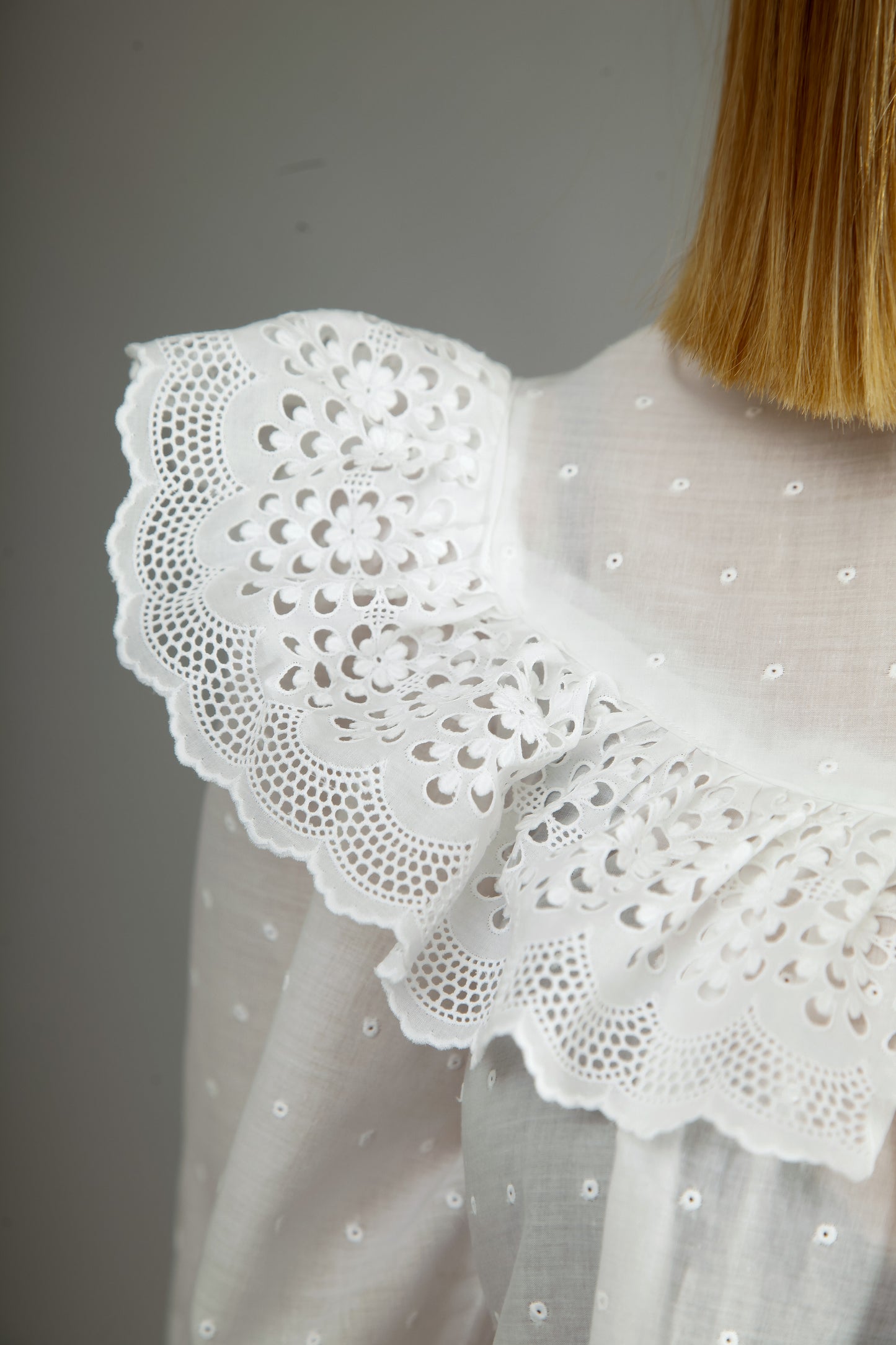 70s White Cotton Prairie Dress