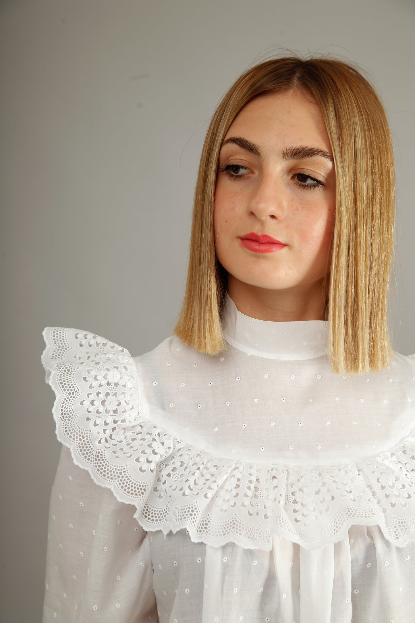 70s White Cotton Prairie Dress