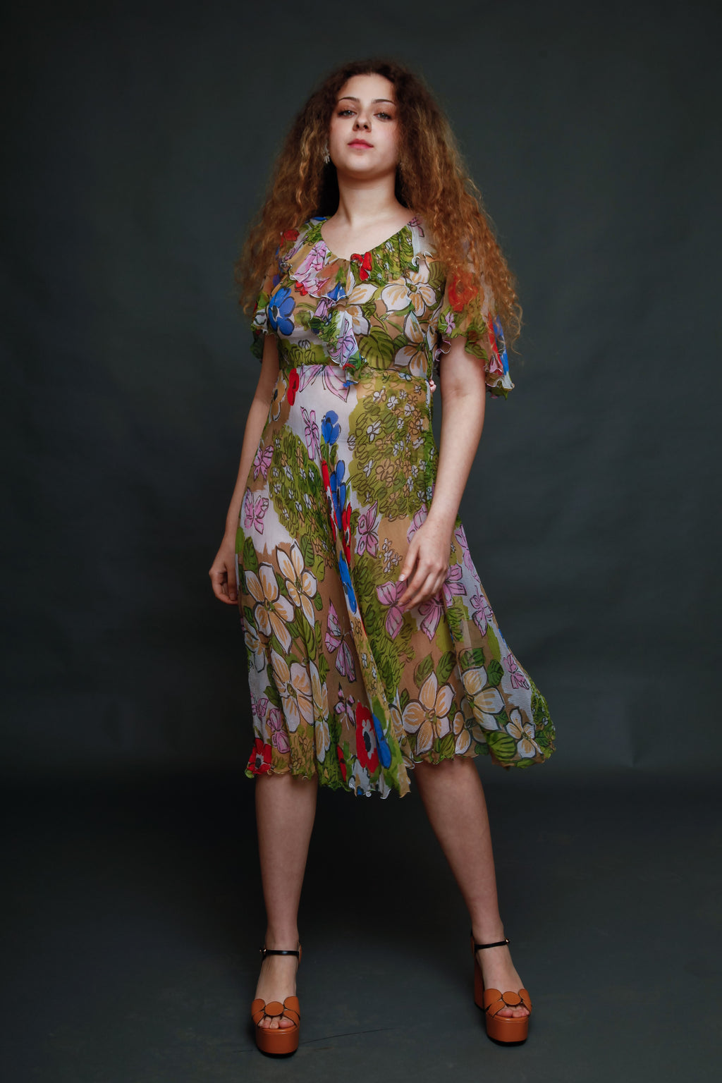 Vintage Silk Chiffon Butterfly Dress