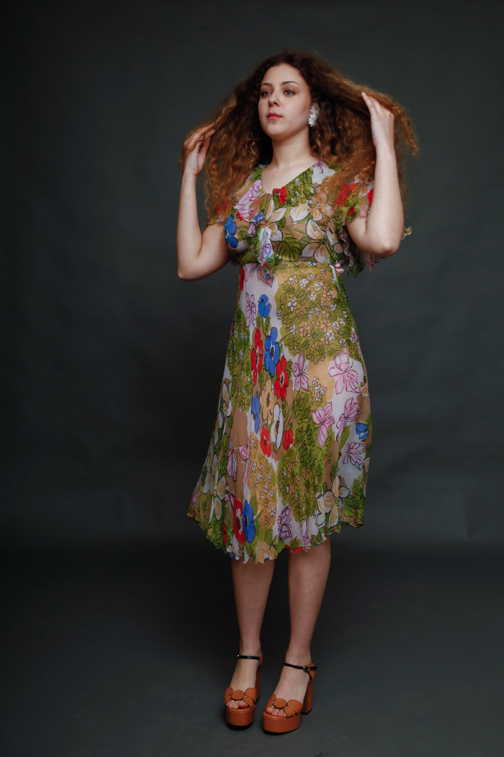 Vintage Silk Chiffon Butterfly Dress